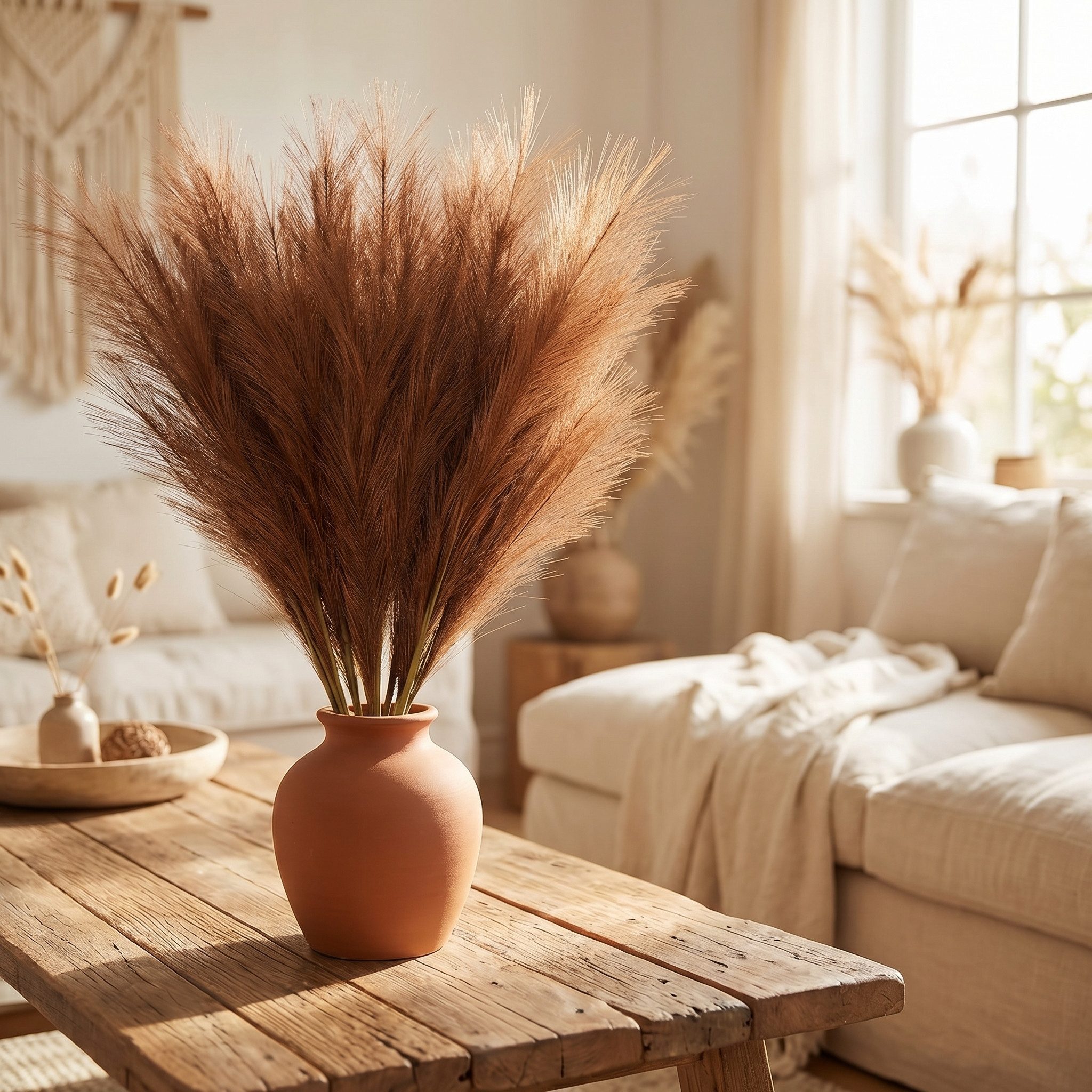 Kunstblume Künstliches Pampasgras 30 Stück Set Deko – Kunstpflanze flauschig Boho Pampasgras, Fanci Home, für Wohnzimmer Schlafzimmer, langlebig pflegeleicht