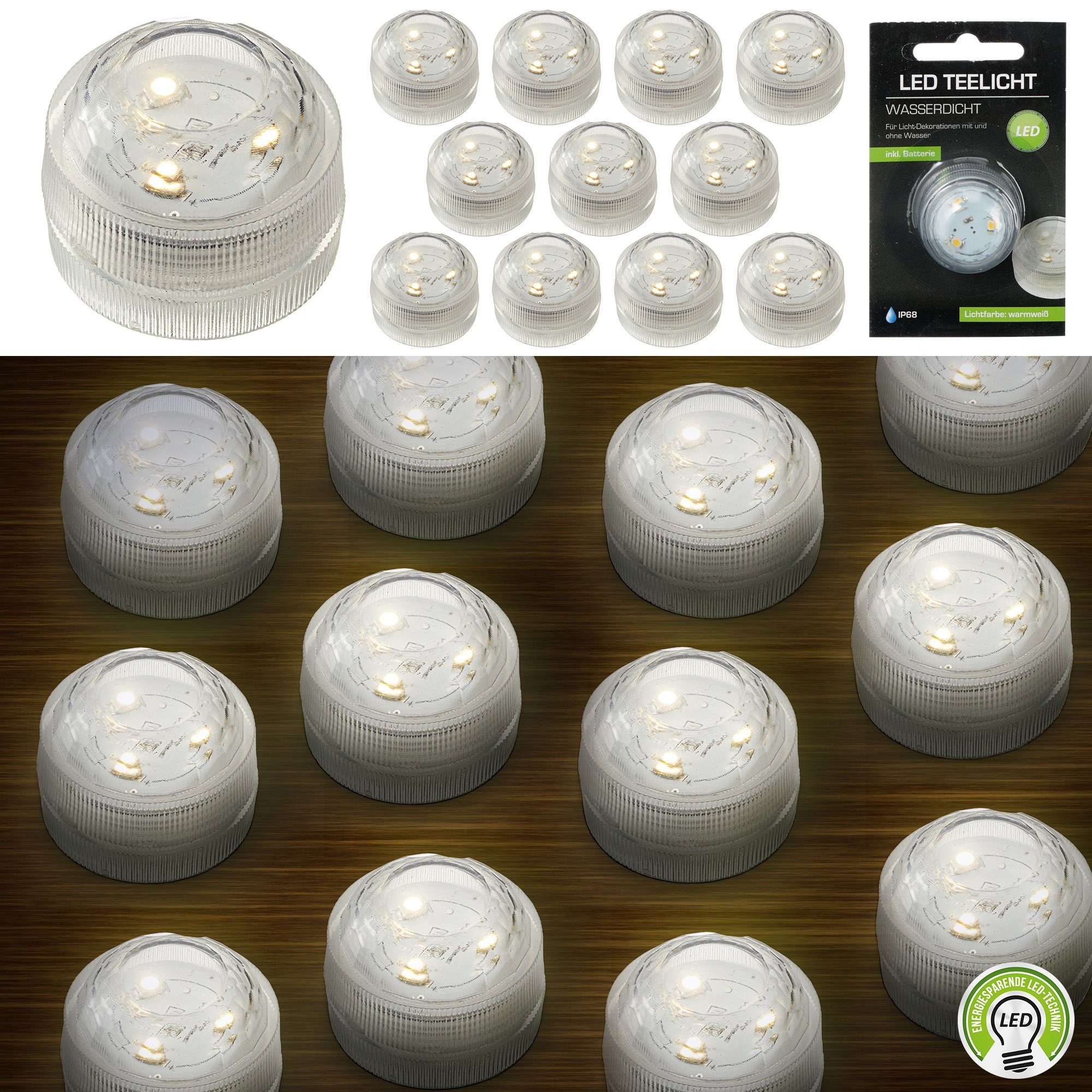 CEPEWA LED Dekolicht Teelicht LED 12er Set warmweiß