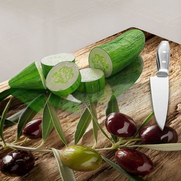 DEQORI Schneidebrett 'Dekorativer Olivenzweig', Glas, Platte Frühstücksbrett Schneideplatte
