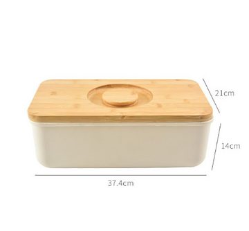 BlauCoastal Brotkasten Brotbehälter mit Bambus-Holzschneidebrett Deckel, (Rechteckig, Kunststoff, 37,4 x 21x 14cm), Aufbewahrungsbehälter für Brot