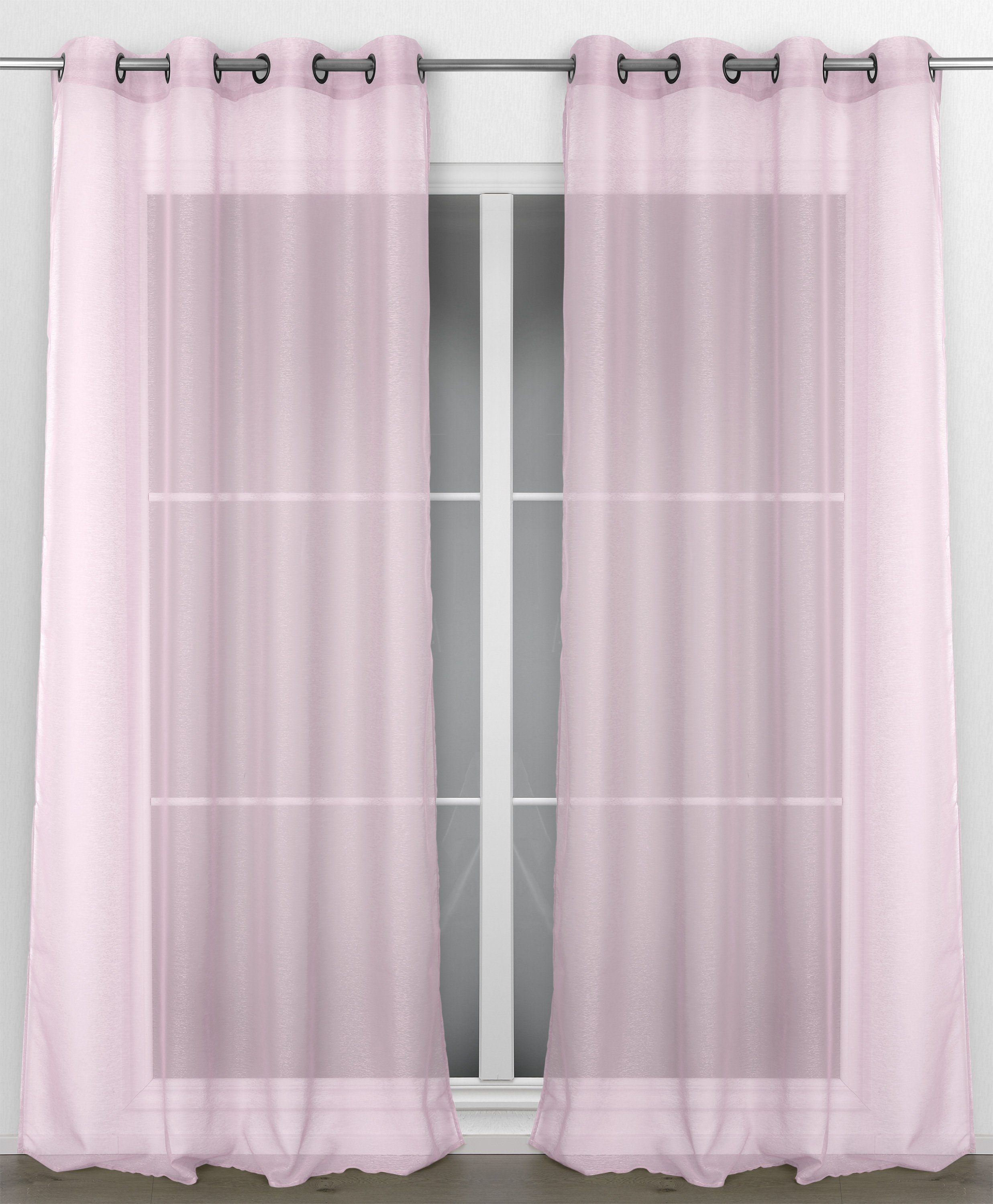 Beautex, Rose Aufhängung, wählbar St), mit Kräusel- und Ösen- (1 Transparente Gardine transparent Dolly, Gardine Kräuselband