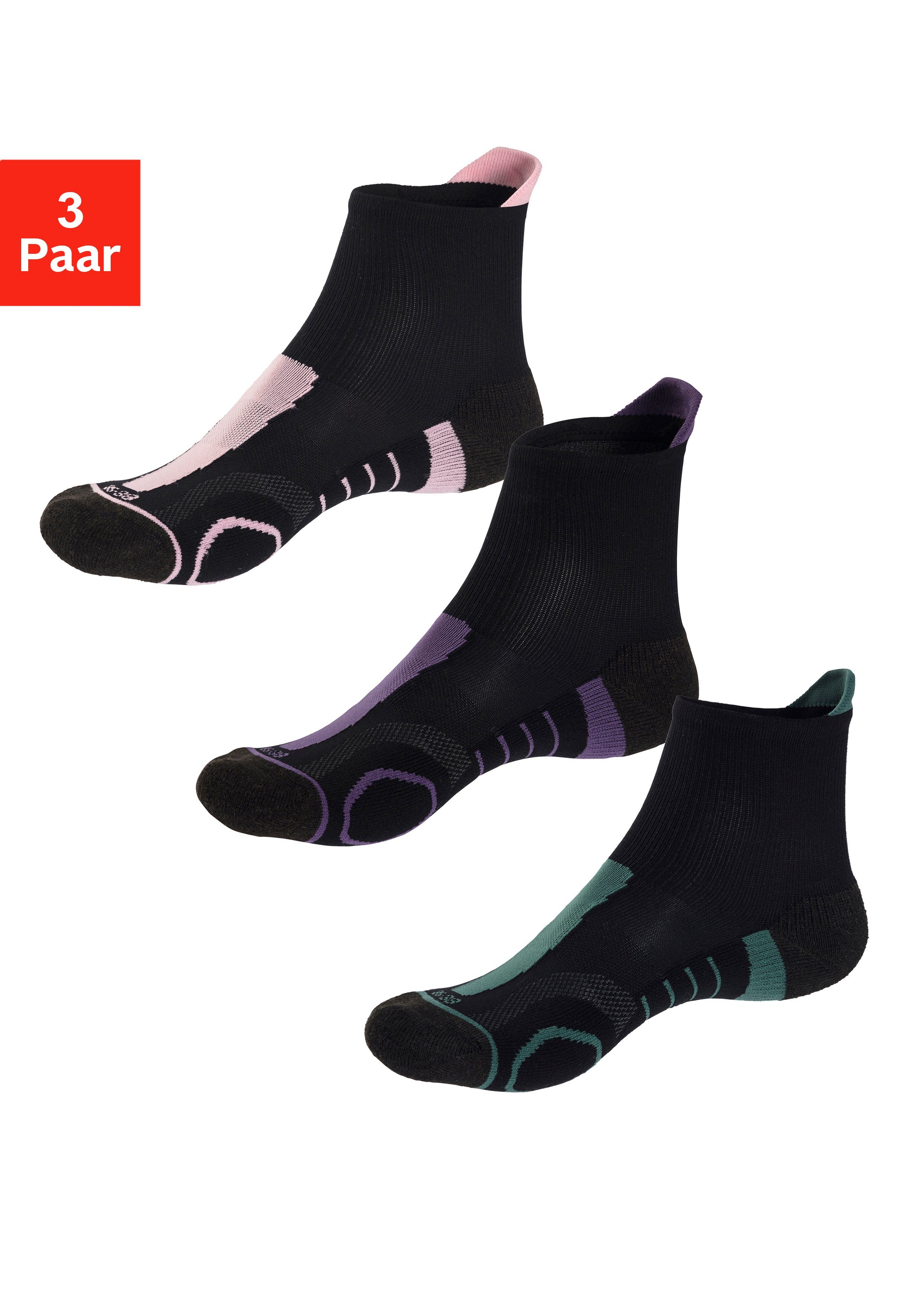 LASCANA ACTIVE Wandersocken (Set, 3-Paar) mit verstärkten Belastungszonen