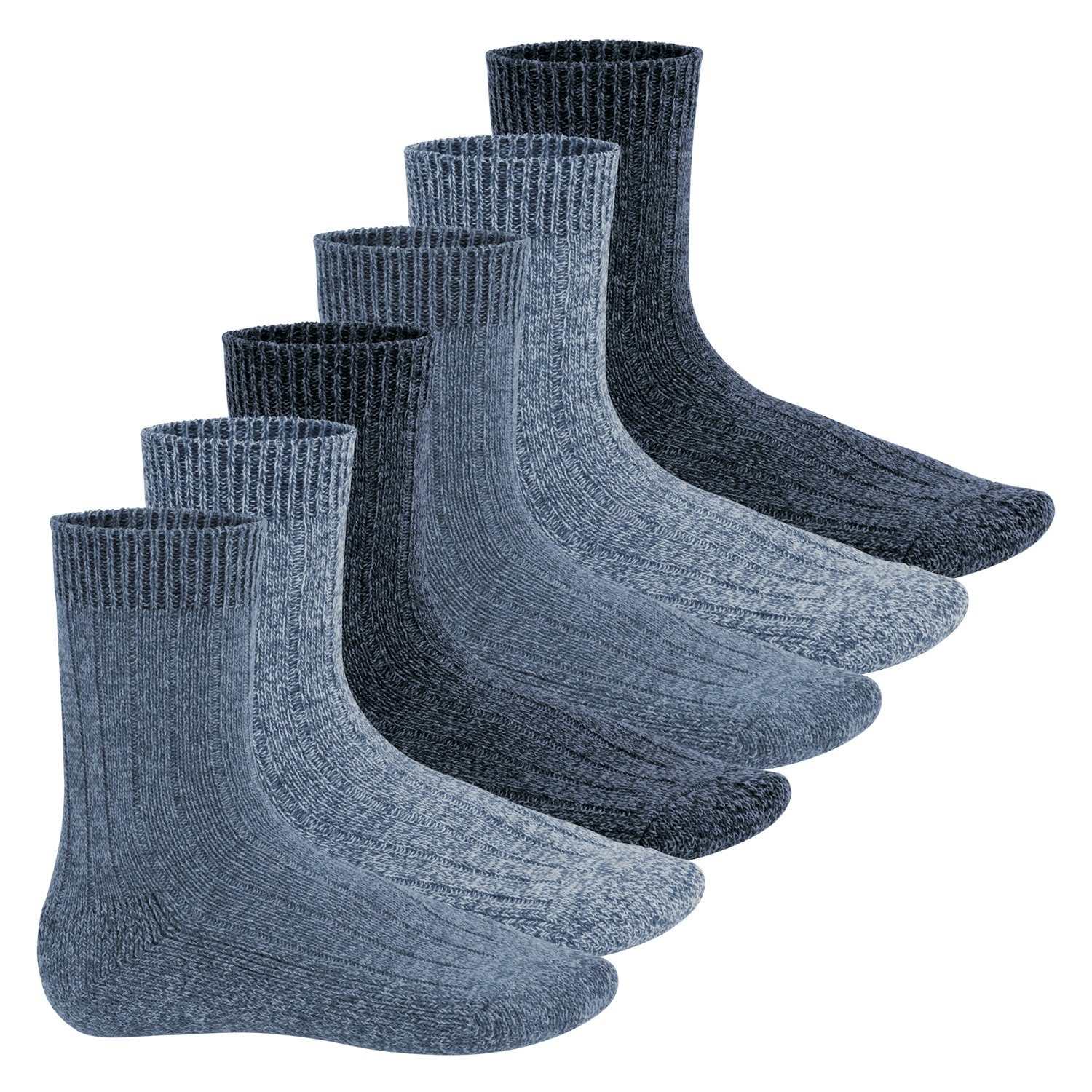 Footstar Norwegersocken Herren Winter Norweger Socken (6 Paar) Frottee Plüschsohle Blau