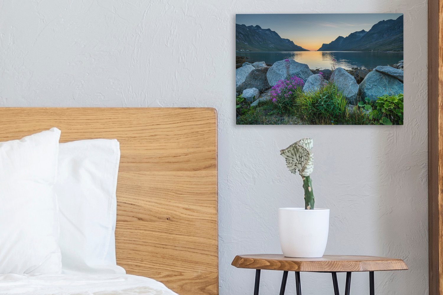(1 Wandbild Fotodruck, cm Norwegen Fjord 30x20 Leinwandbilder, Wanddeko, St), Leinwandbild OneMillionCanvasses® Aufhängefertig, Ersfjordbotn