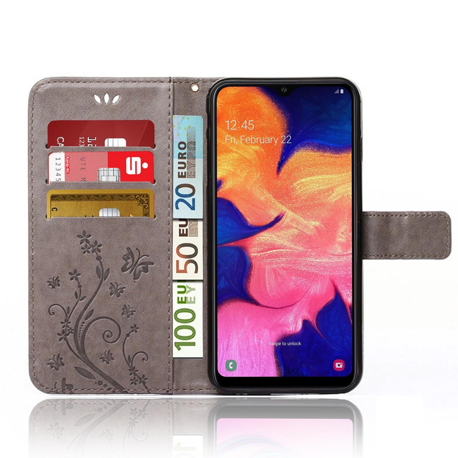 Numerva Handyhülle Bookstyle Flower für Samsung Galaxy A10, Handy Tasche Schutzhülle Klapphülle Flip Cover mit Blumenmuster