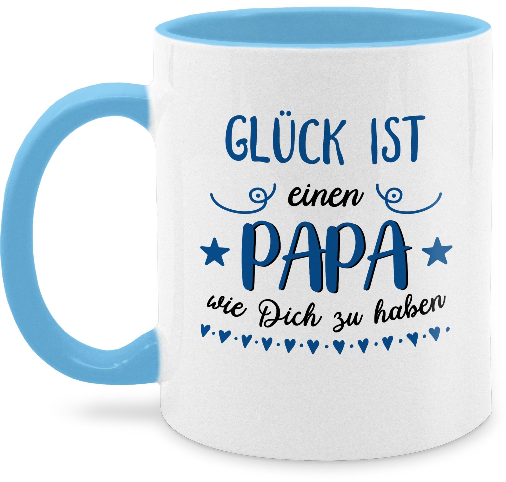 Shirtracer Tasse Glück ist einen Papa wie dich zu haben - Geschenk, Keramik, Geschenk Vatertag Kaffeetasse 2 Hellblau