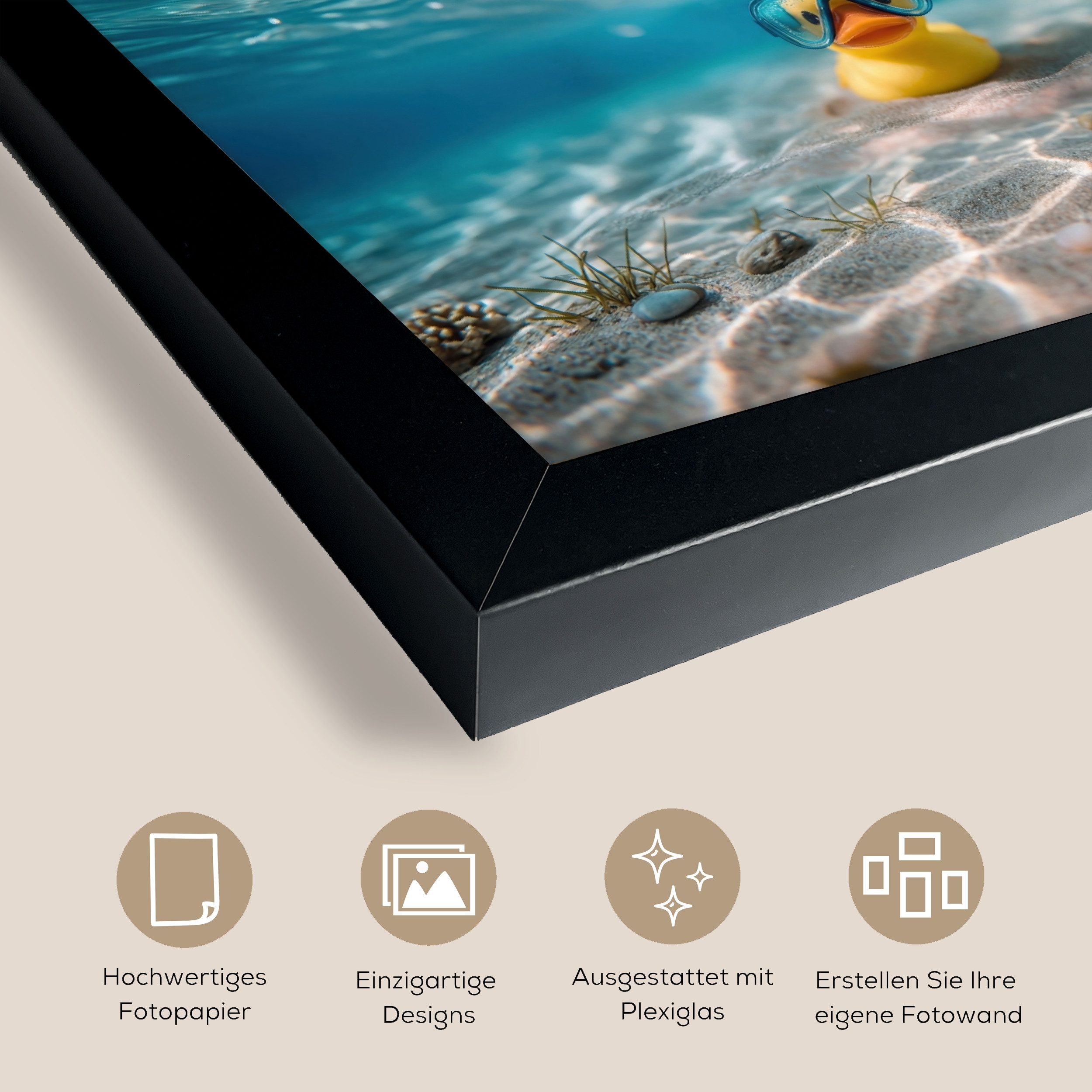 MuchoWow Poster Schwimmbrille - Ente - Wasser, (1 St), Wandbilder, Deko Wohnzimmer Schlafzimmer, 30x20 cm