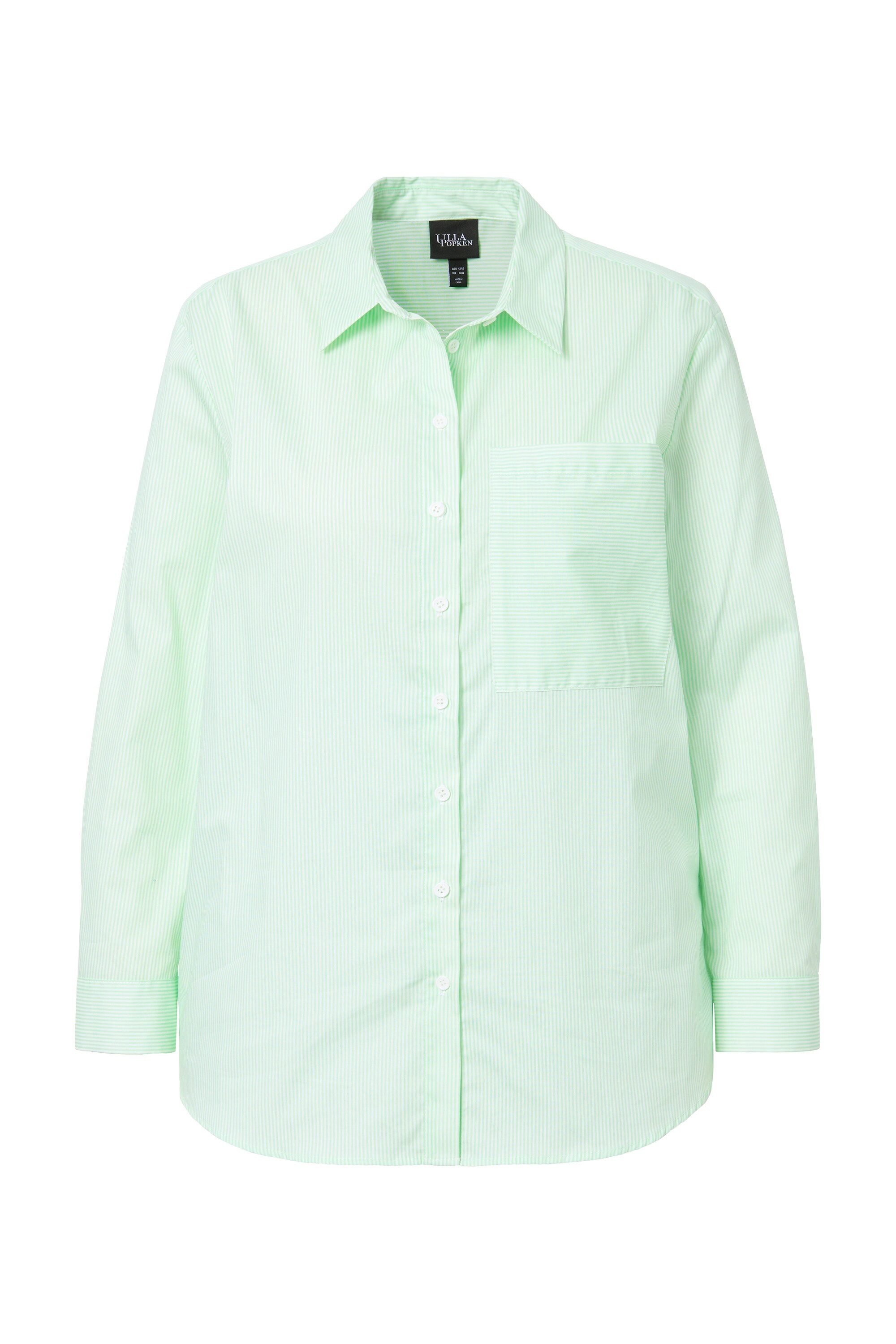 Ulla Popken Hemdbluse Bluse Streifen A-Linie Hemdkragen Langarm günstig online kaufen
