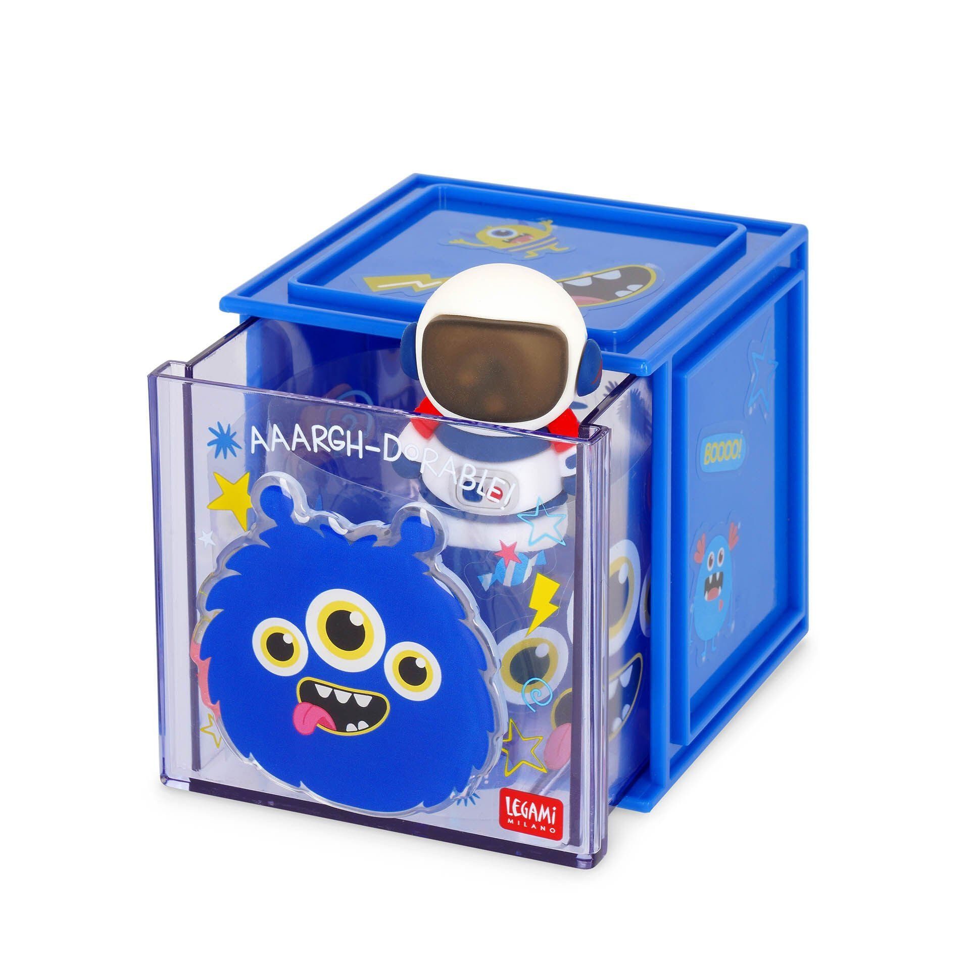 Legami Aufbewahrungsbox LEGAMI Erweiterbare Schreibtischbox - Cutie Cube - MONSTER