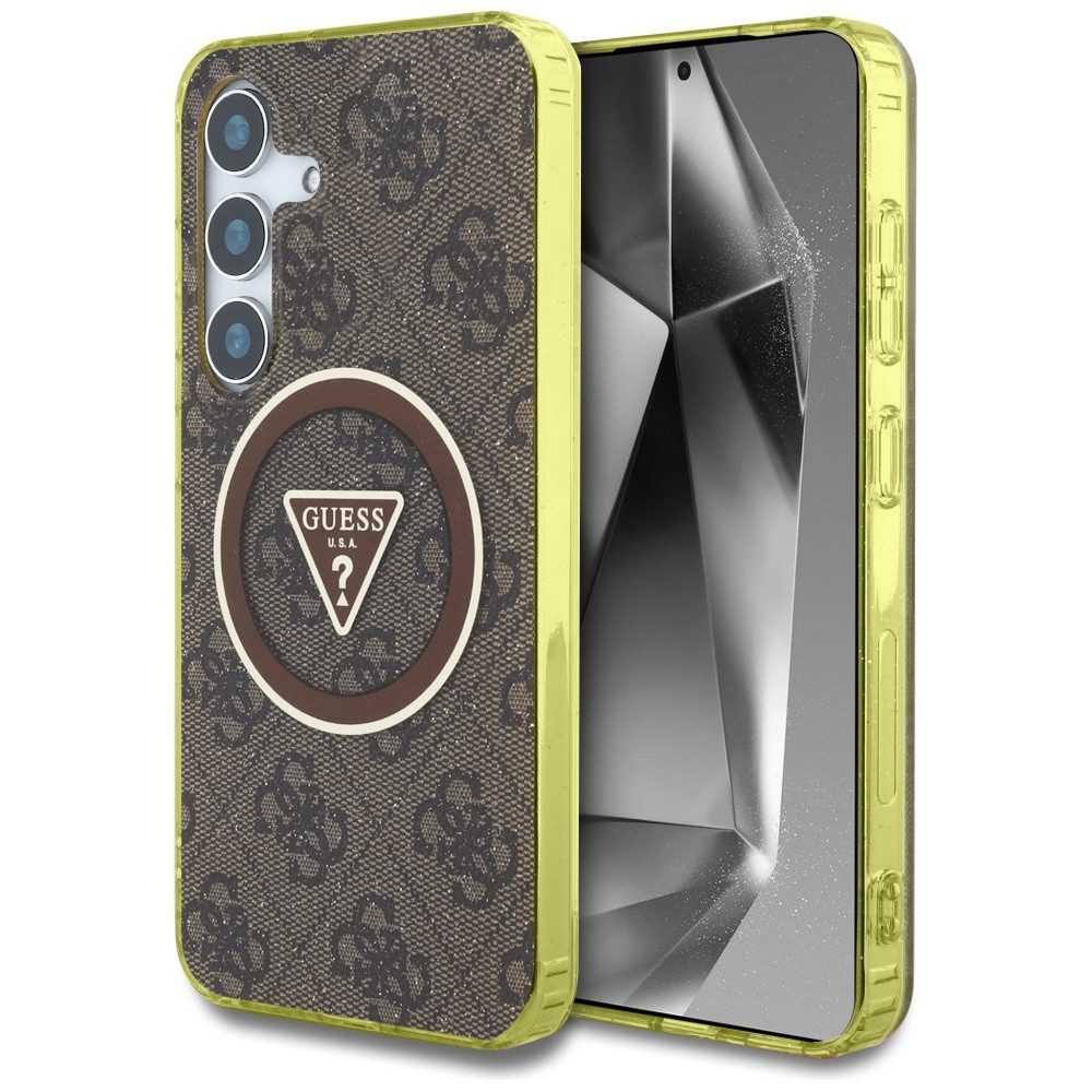 Handyhülle Galaxy S25 Kunststoff braun Glitter MagSafe Logo