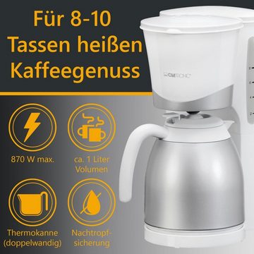 CLATRONIC Filterkaffeemaschine KA 3327, Kaffeemaschine für 8-10 Tassen, Thermokanne