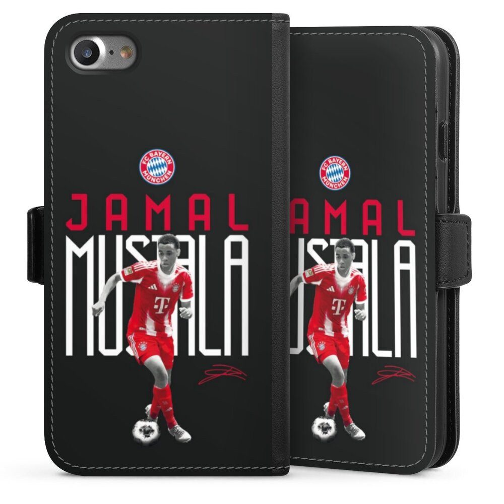 DeinDesign Handyhülle FC Bayern München Jamal Musiala Offizielles Lizenzprodukt, Apple iPhone 7 Hülle Handy Flip Case Wallet Cover Handytasche Leder