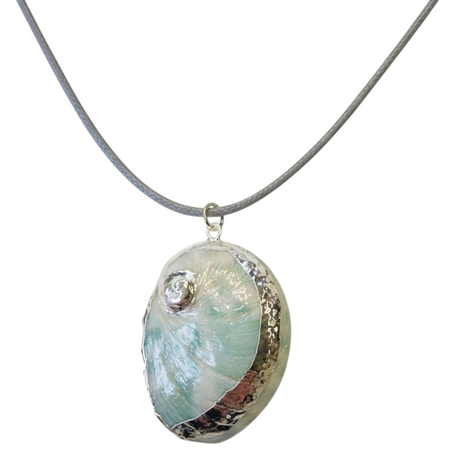 KARMA Kette mit Anhänger Halskette Abalone Muschel Damen Grau Grün (Damenha günstig online kaufen