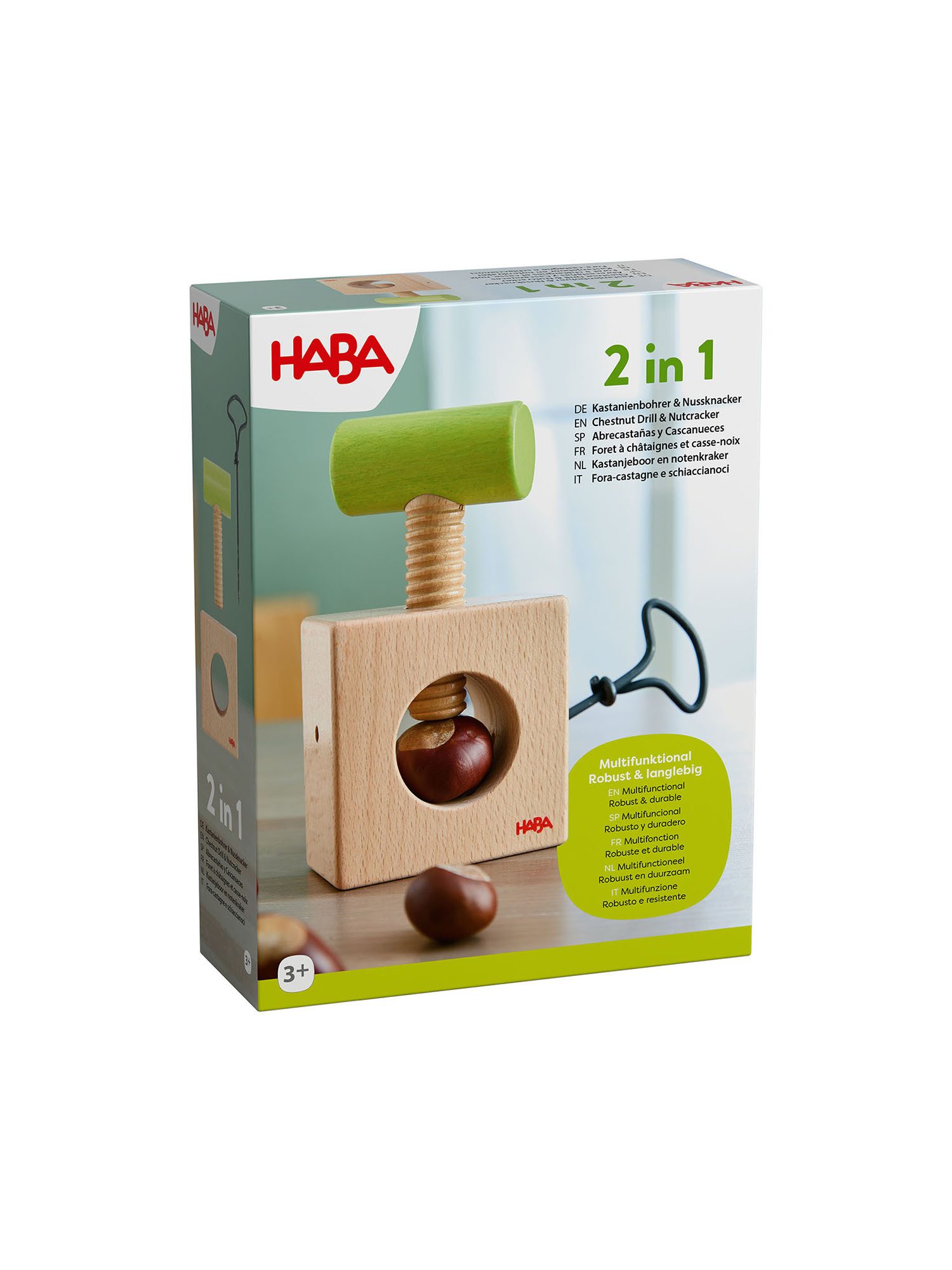 Haba Spiel-Kochgeschirr Kastanienbohrer und Nussknacker 2 in 1, Kinderküche Geschirr, Spielzeug Kochset, Küchenzubehör