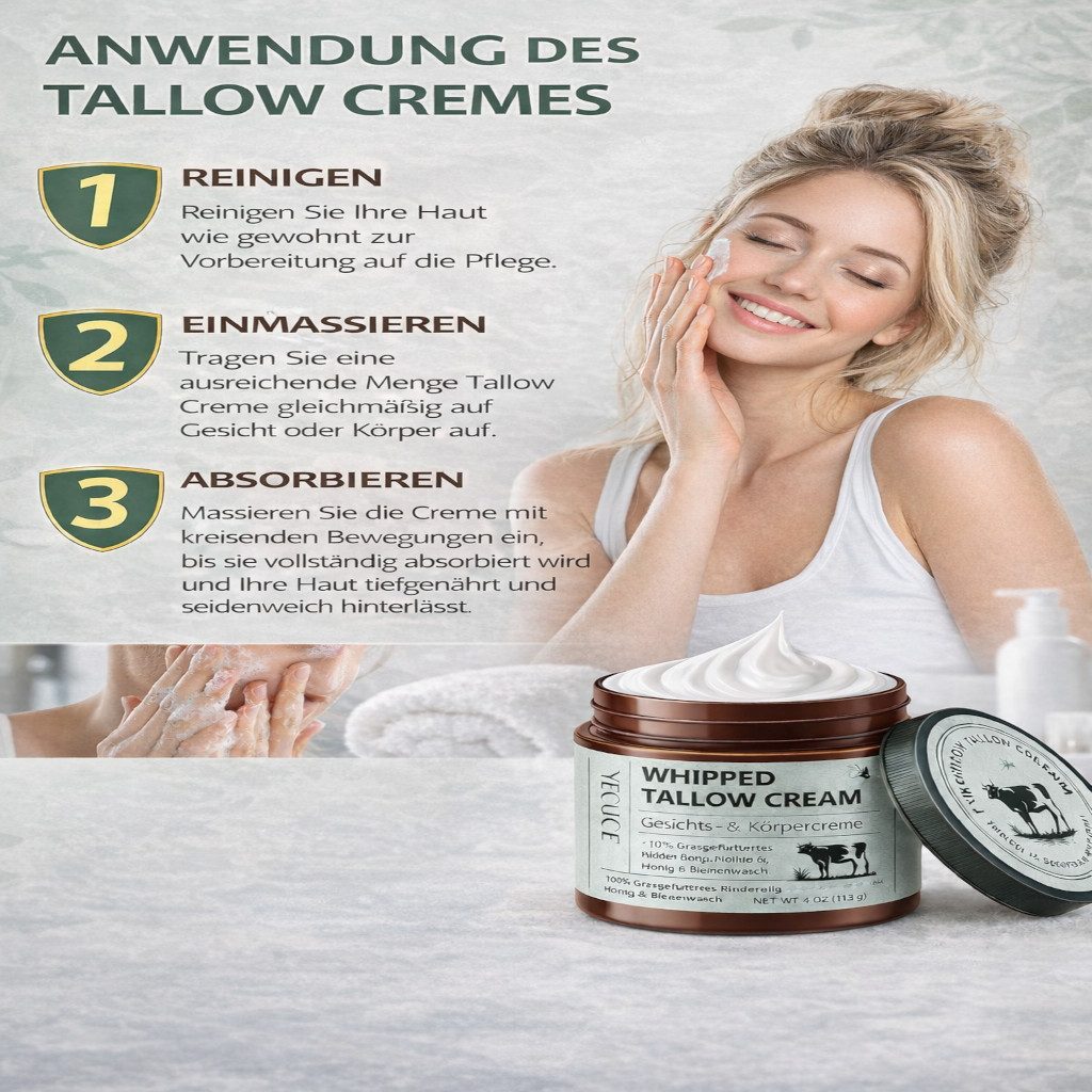 NexGen Beauty & Accessories Hautcreme Gesicht Creme Tallow Rindertalg Honig Beef Hautpflegecreme 120 g, 1-tlg.