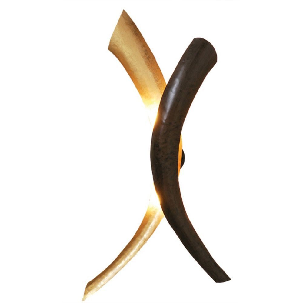 Holländer Wandleuchte 2-flammig Serpente Duetto Eisen Braun-Schwarz-Gold