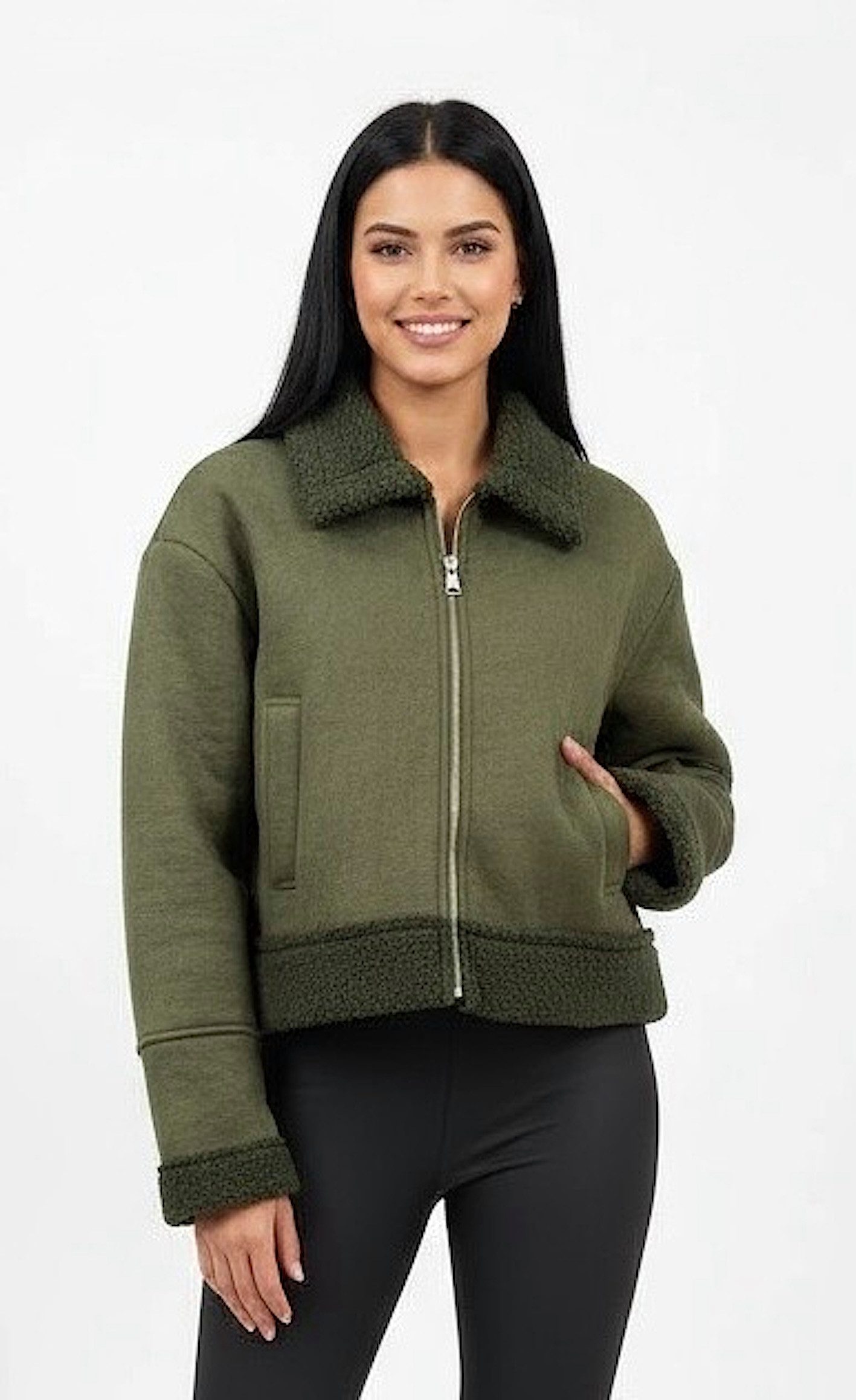 Worldclassca Lederimitatjacke Worldclassca Kunstwildleder Teddy Jacke Warm Gefüttert Übergangsjacke Neue Kollektion - Stilvolle und gemütliche Mode für Damen