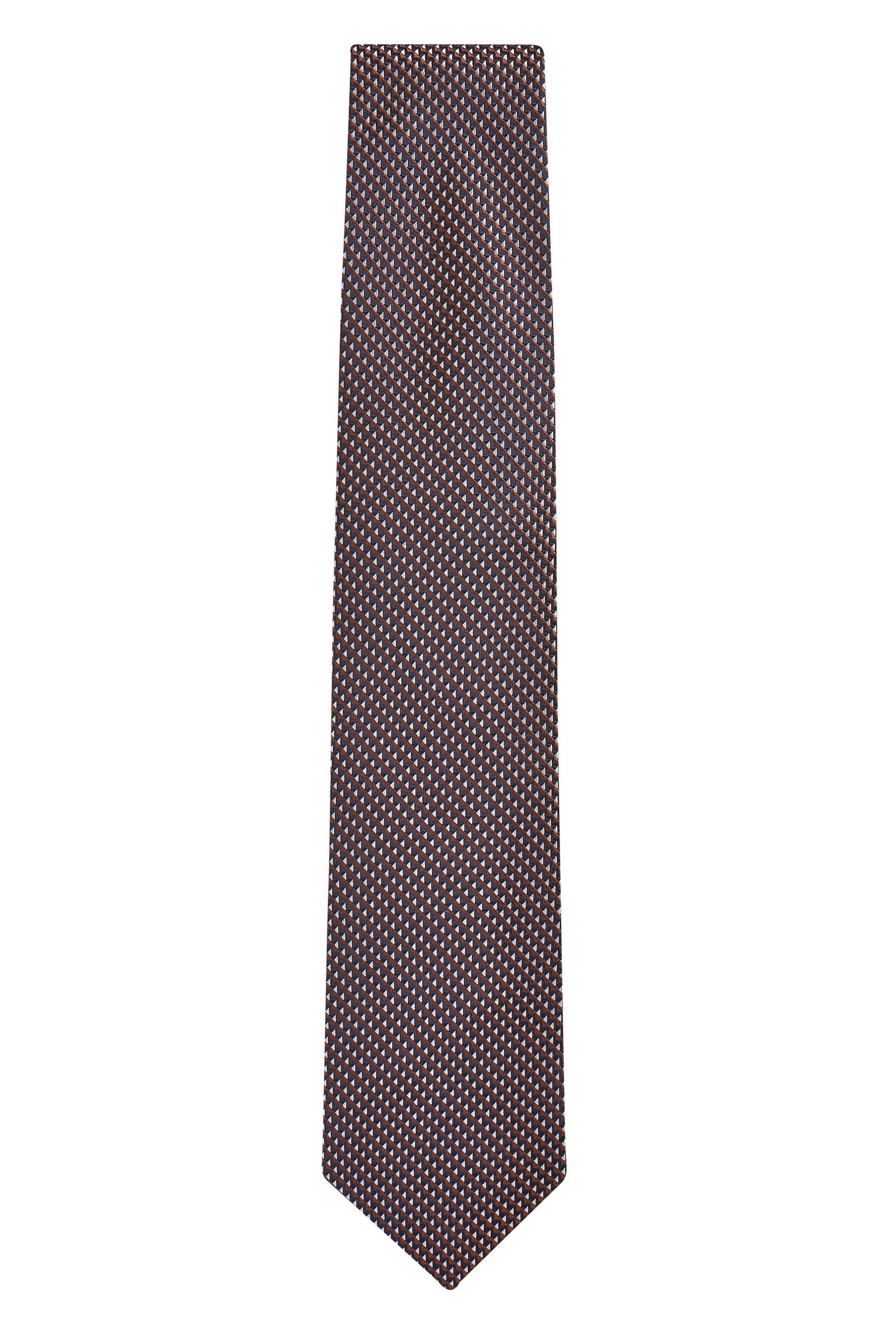 Next breit (1-St) Strukturierte Rust Brown Seidenkrawatte, Krawatte