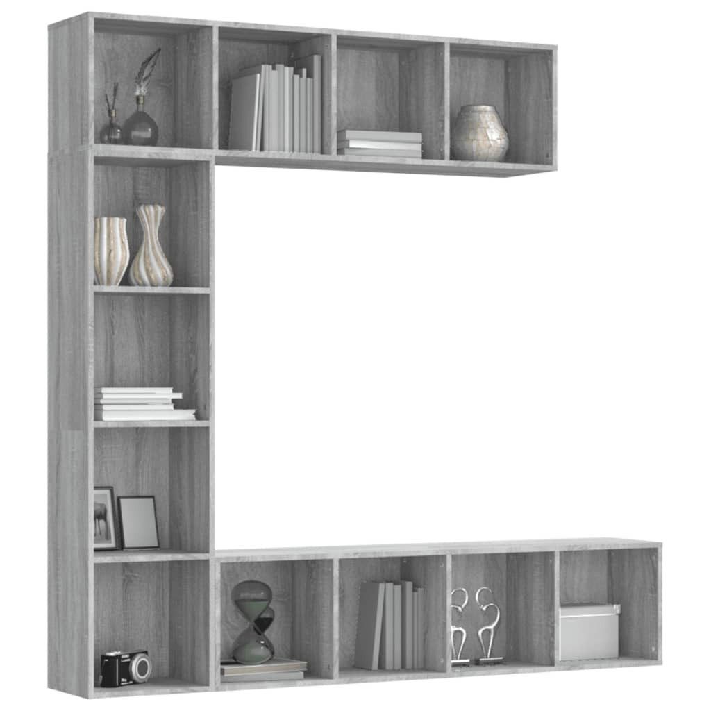 vidaXL Bücherregal 3-tlg. Bücherregal-/TV-Schrank-Set Grau Sonoma günstig online kaufen