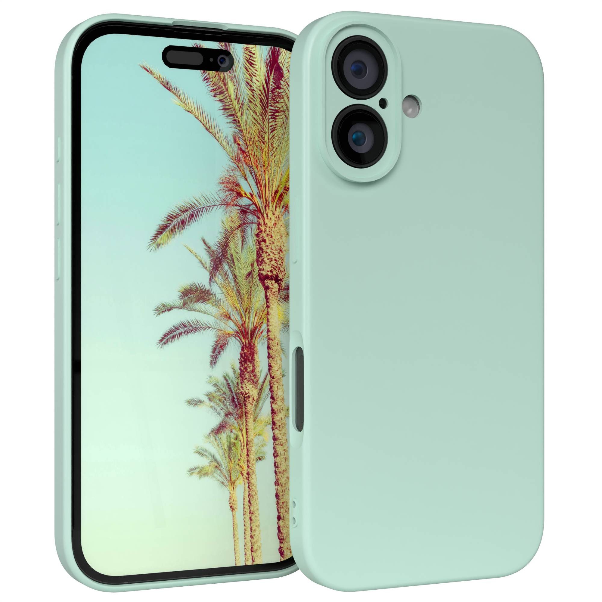 EAZY CASE Handyhülle TPU Hülle mit/-ohne MagSafe Apple iPhone 16 6,1 Zoll, Hülle Silikon kratzfest Smart Slimcover Bumper Case Etui Mint Grün