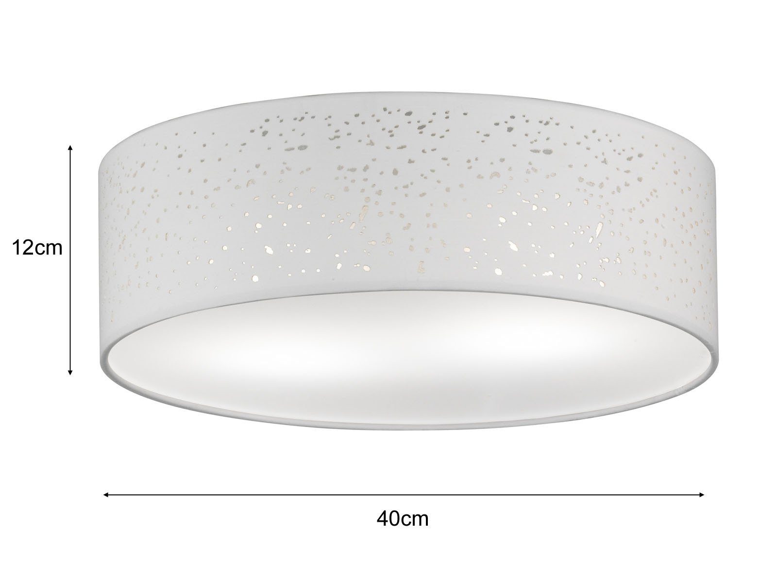Lampenschirm LED mit LED Ø meineWunschleuchte Designklassiker Stoff-Lampe Decke 40cm wechselbar, Deckenleuchte, flach Weiß Warmweiß, Dimmfunktion,
