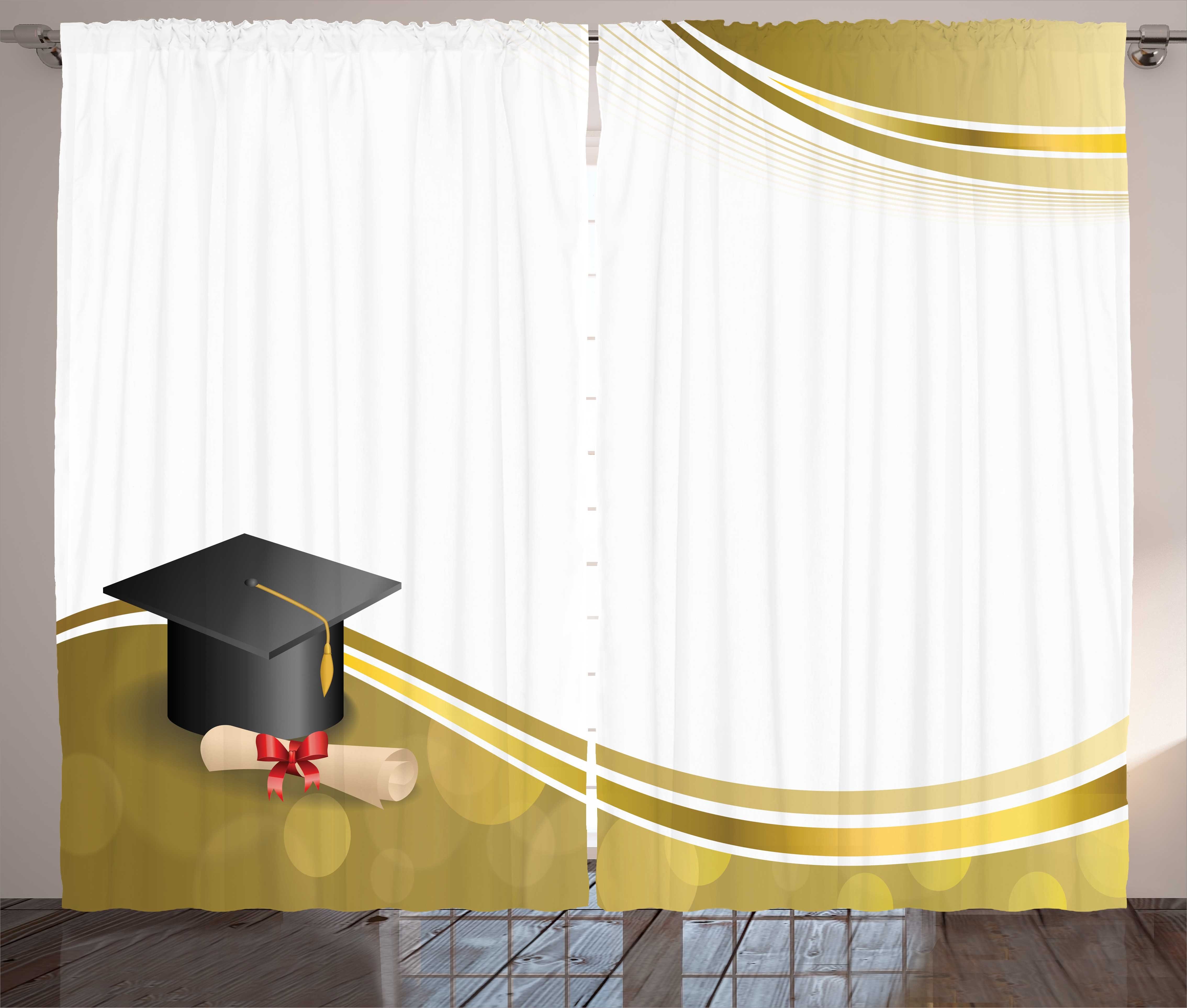 Gardine Schlafzimmer Kräuselband Vorhang mit Schlaufen und Haken, Abakuhaus, Abschluss Cap und Band Diplom