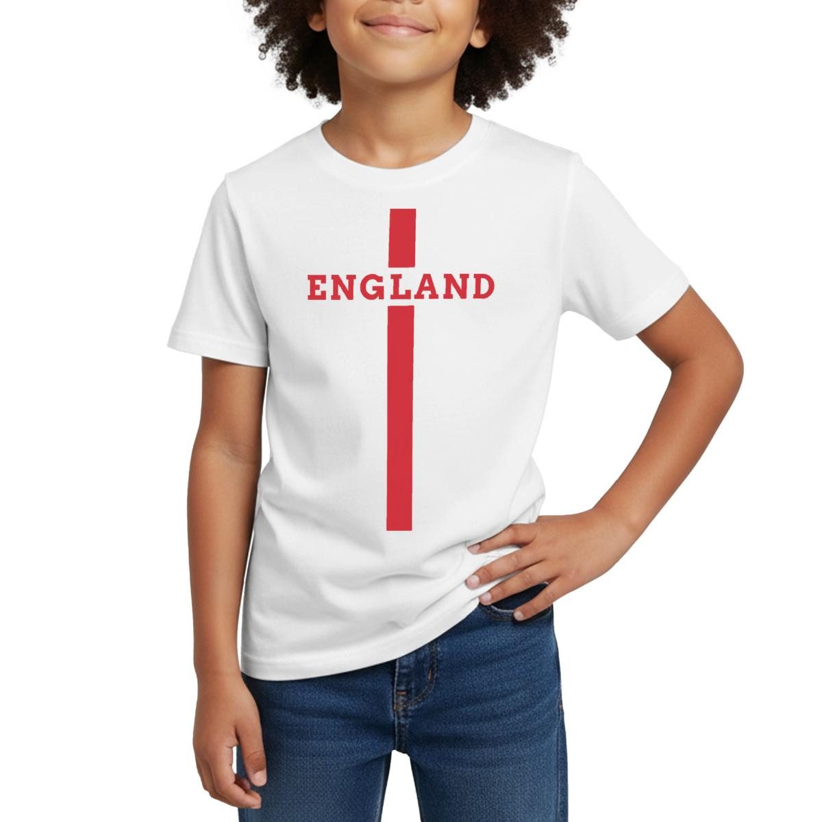 Spreadshirt T-Shirt England Fußball, Vintage Streifen Kinder T-Shirt (1-tlg)