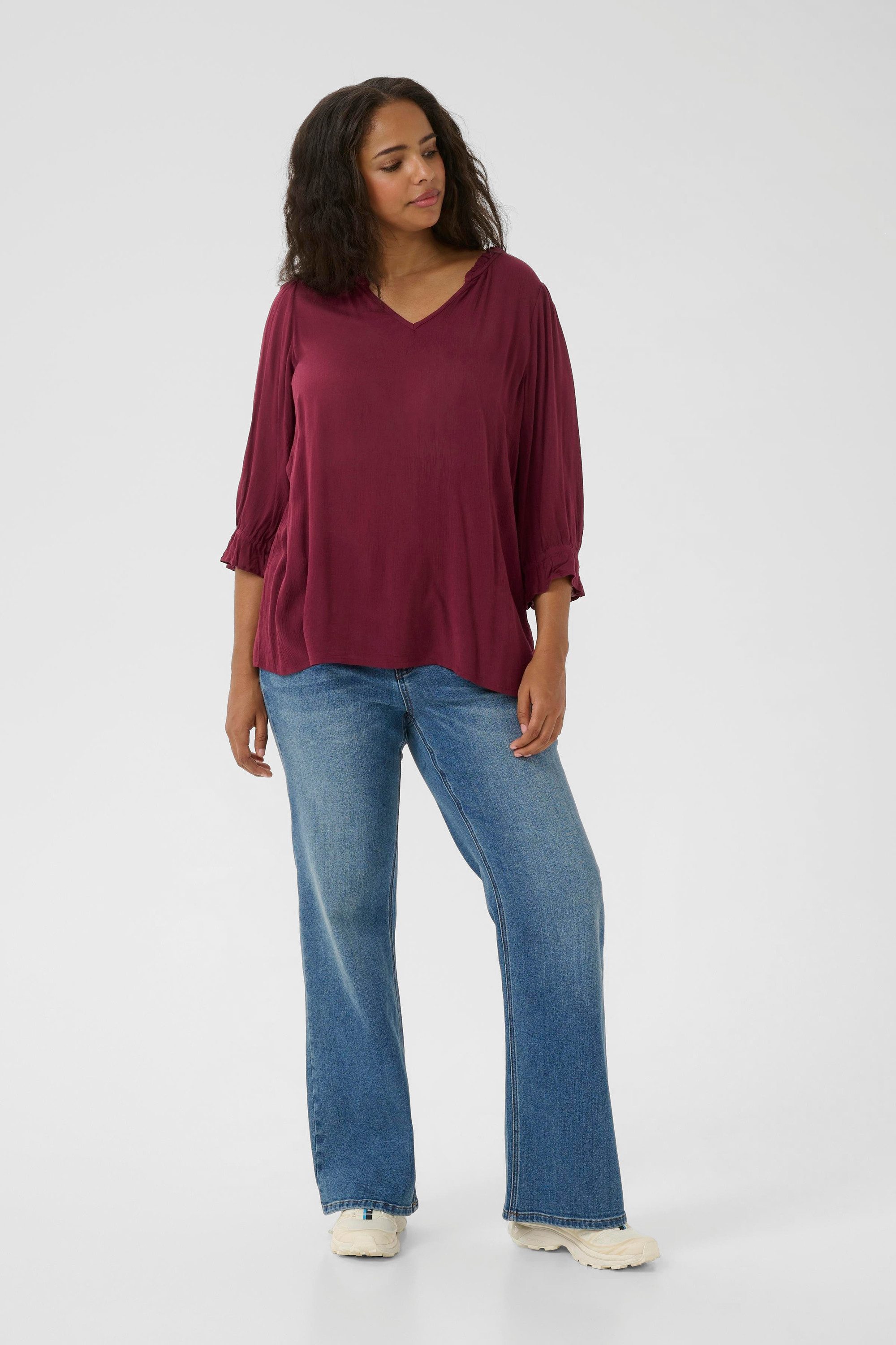 KAFFE Curve Langarmbluse Halblange Ärmel KCkiv Große Größen günstig online kaufen