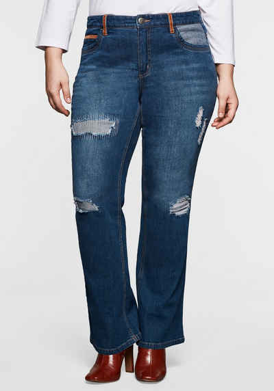 Sheego Bootcut-Jeans mit Destroyed-Effekten und Catfaces