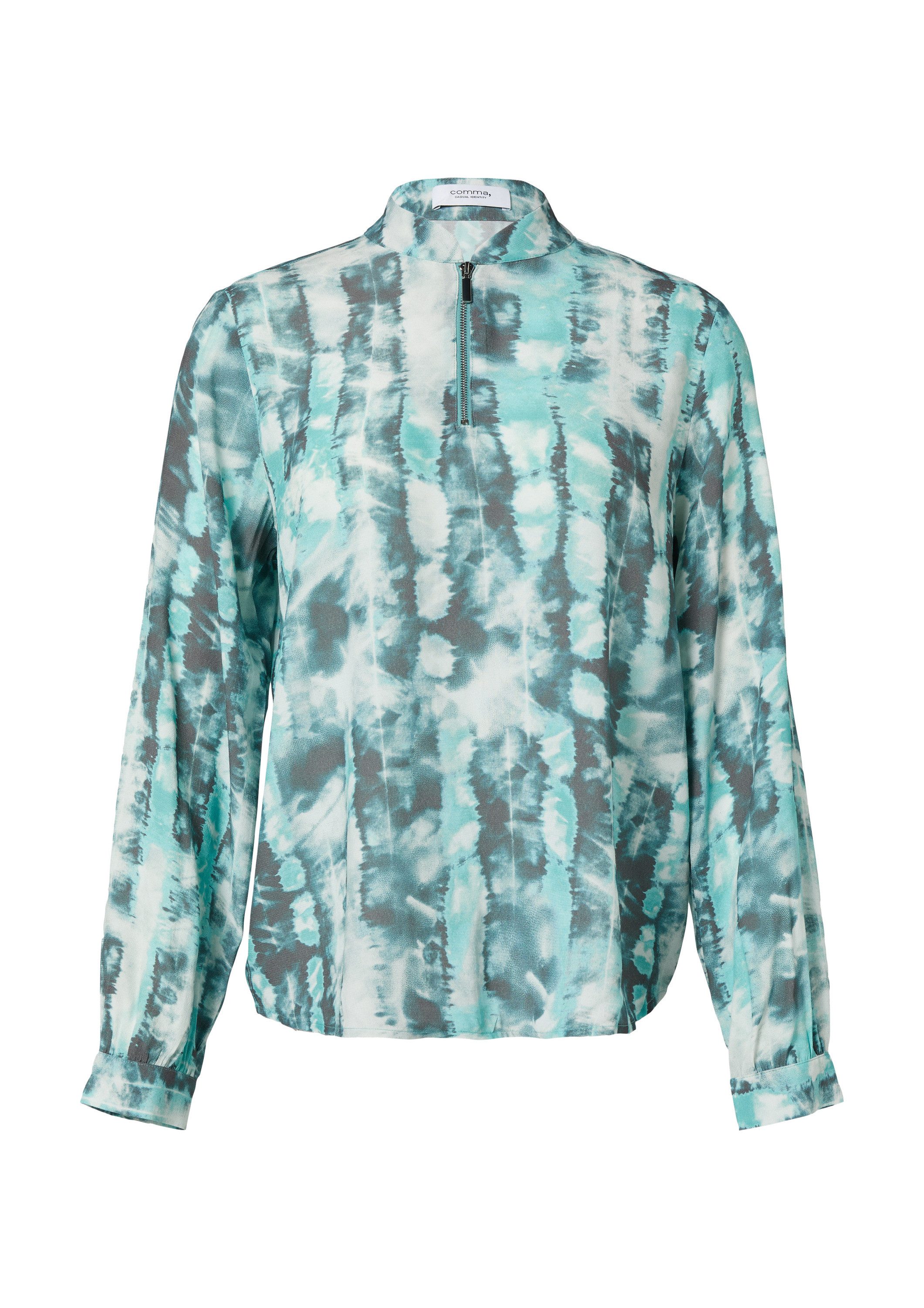 comma Langarmbluse Bluse Satinbluse mit Zip-Ausschnitt günstig online kaufen