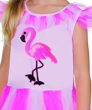 Karneval-Klamotten Kostüm Flamingo rosa Mädchenkostüm mit Flamingo-Haarreif, Kinderkostüm Flamingokleid mit Tüll Vogel Tierkostüm