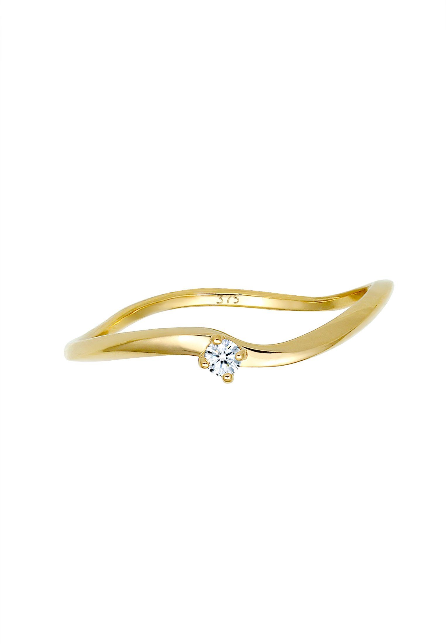 Elli DIAMONDS Verlobungsring Verlobung Welle Diamant (0.03 ct) 375 Gelbgold günstig online kaufen