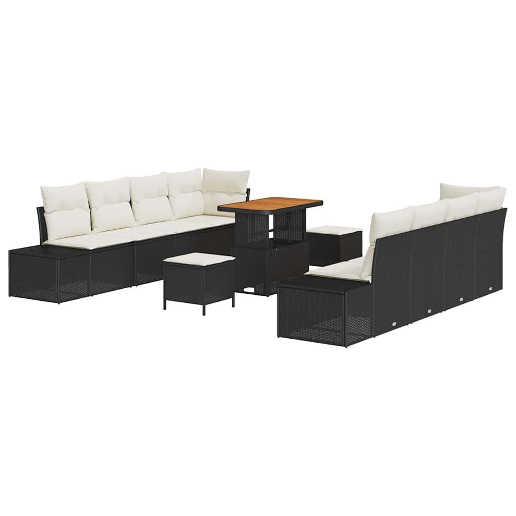 vidaXL Loungesofa Gartensofa-set Schwarz Poly Rattan