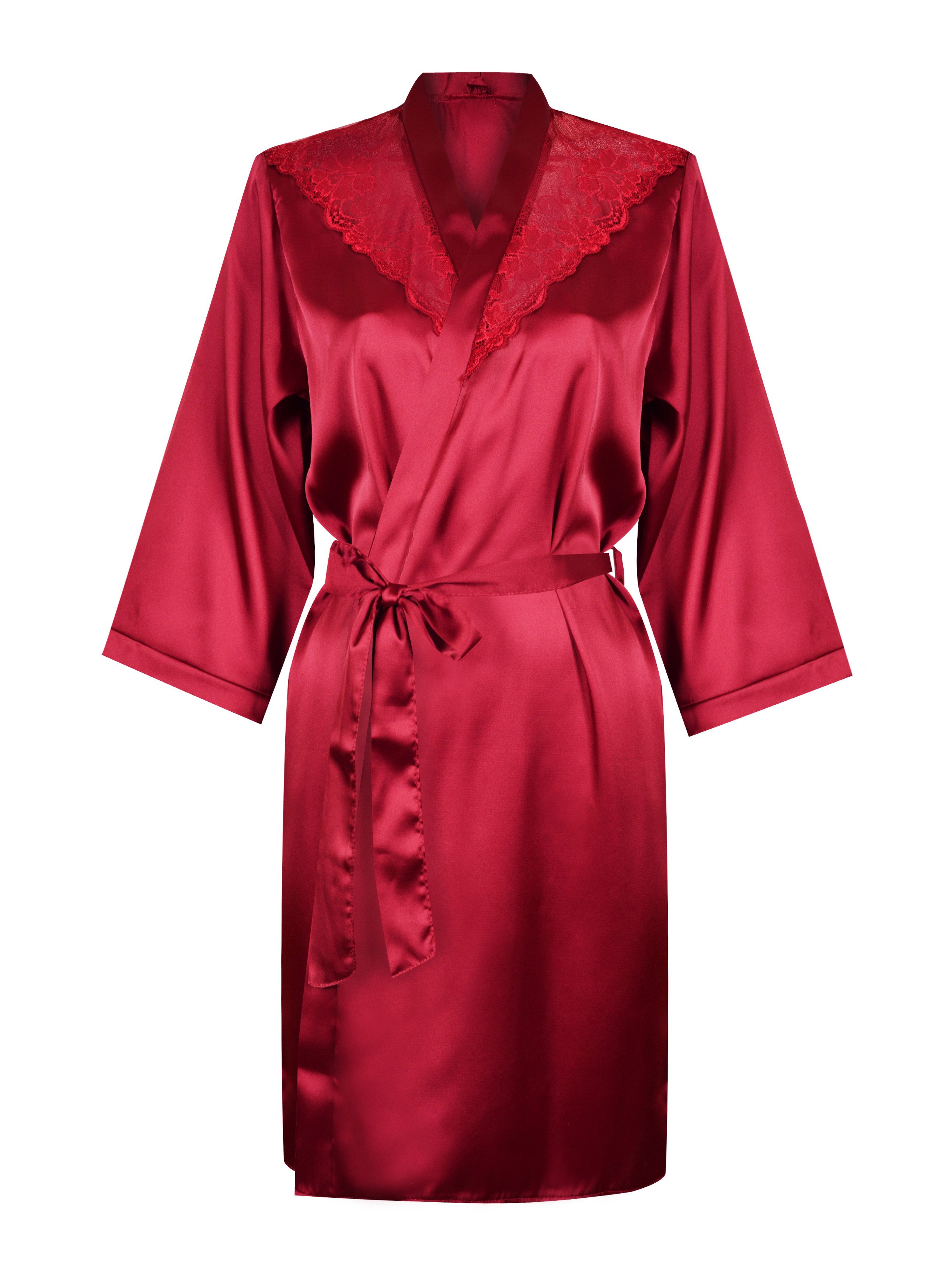 Donna Morgenmantel Kimono aus edlem Seidensatin-Stretch, günstig online kaufen