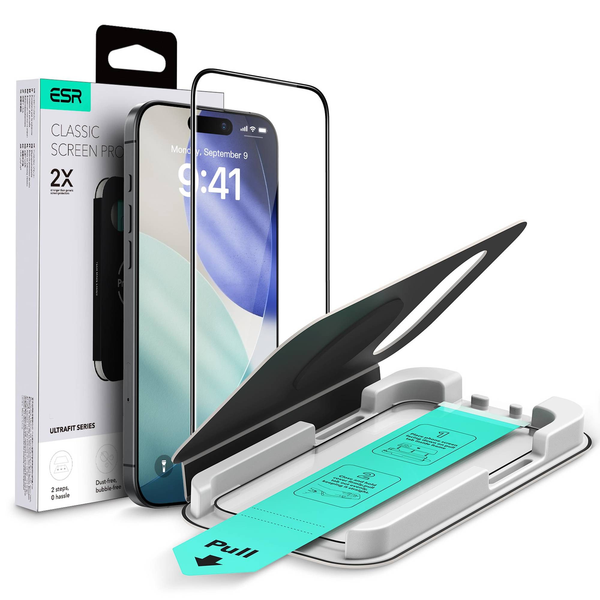 ESR Displayschutzglas Tempered-Glass Displayschutz für iPhone Air, UltraFit Aufbringhilfe, Kratzfest, gehärtetes Glas