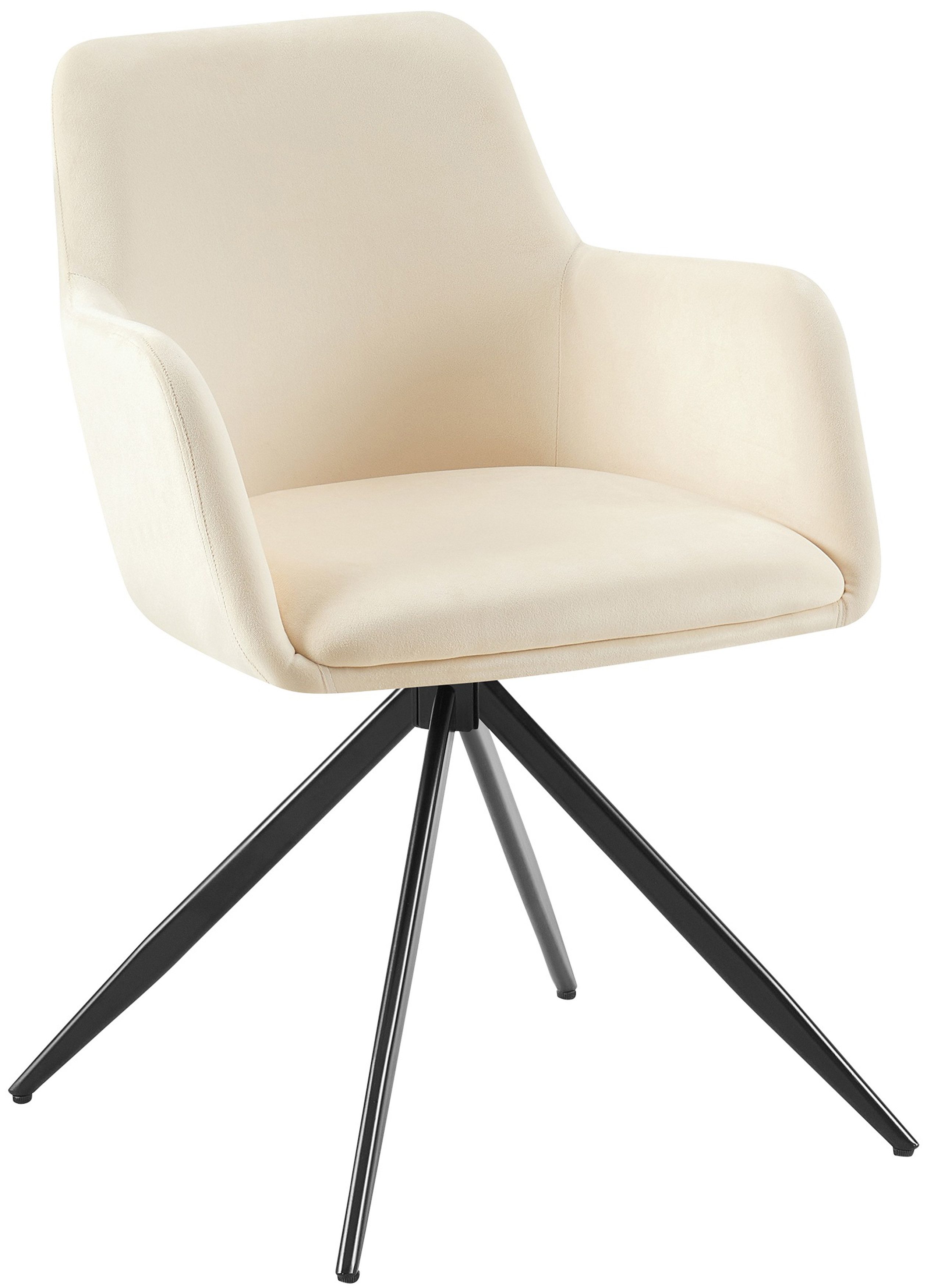 TPFLiving Besucherstuhl 180 Grad Drehfunktion, Stuhl mit bequemer Sitzfläche: Stoff creme