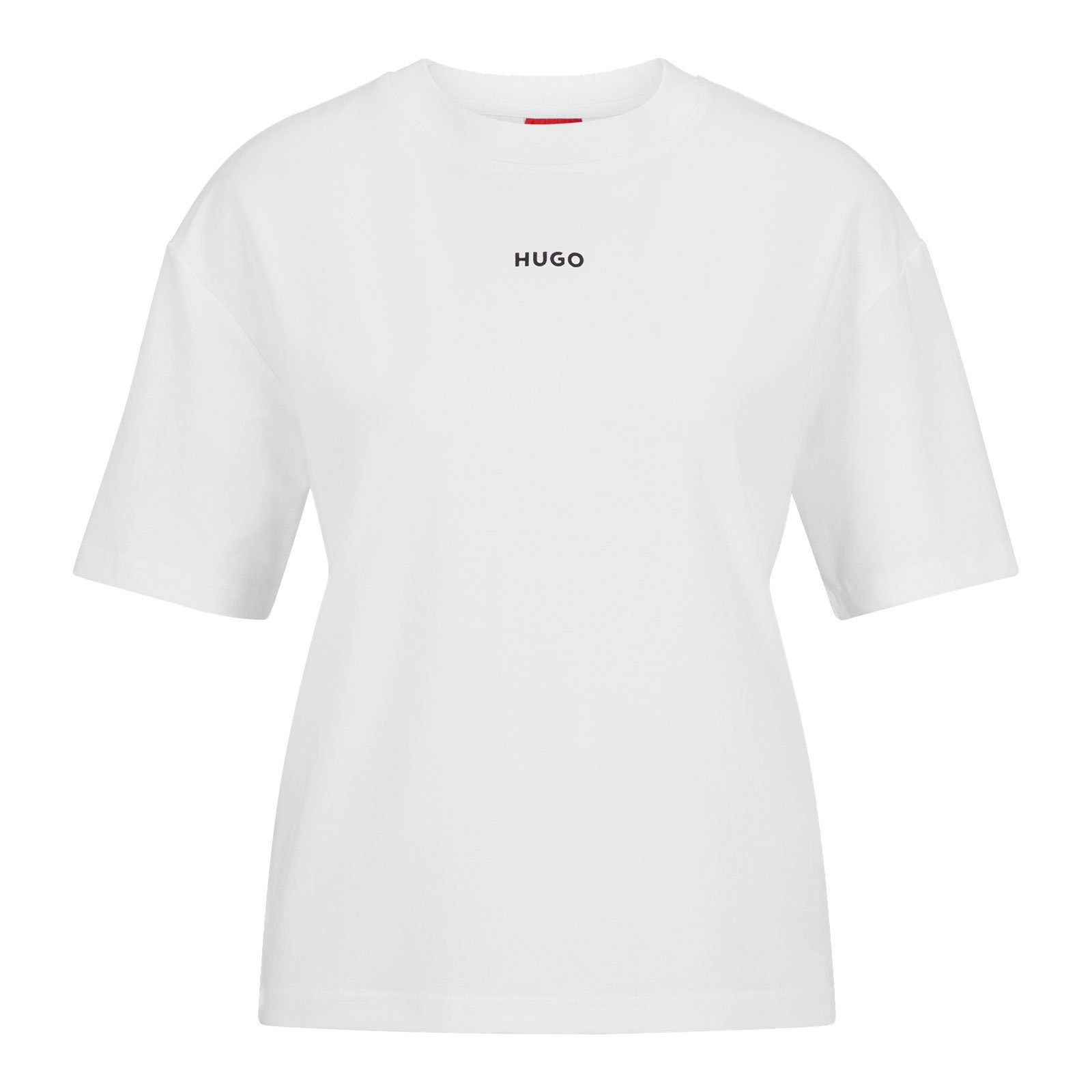 HUGO T-Shirt Shuffle Shirt mit markentypischem Silikon-Logo 100 white