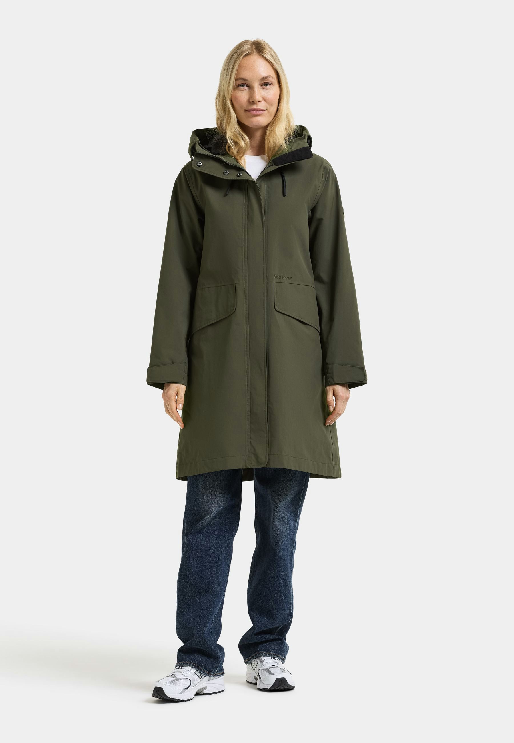 Didriksons Parka Damen Übergangsjacke Mantel Wasserdicht NEA mit Kapuze mit Taschen – Bild 2 von 5