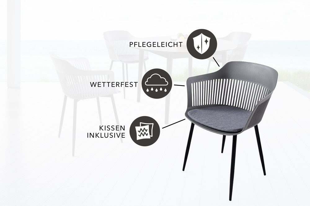riess-ambiente Stuhl AIRE grau (Einzelartikel, 1 St), Esszimmer · Kunststoff · Metall · Outdoor · Balkon