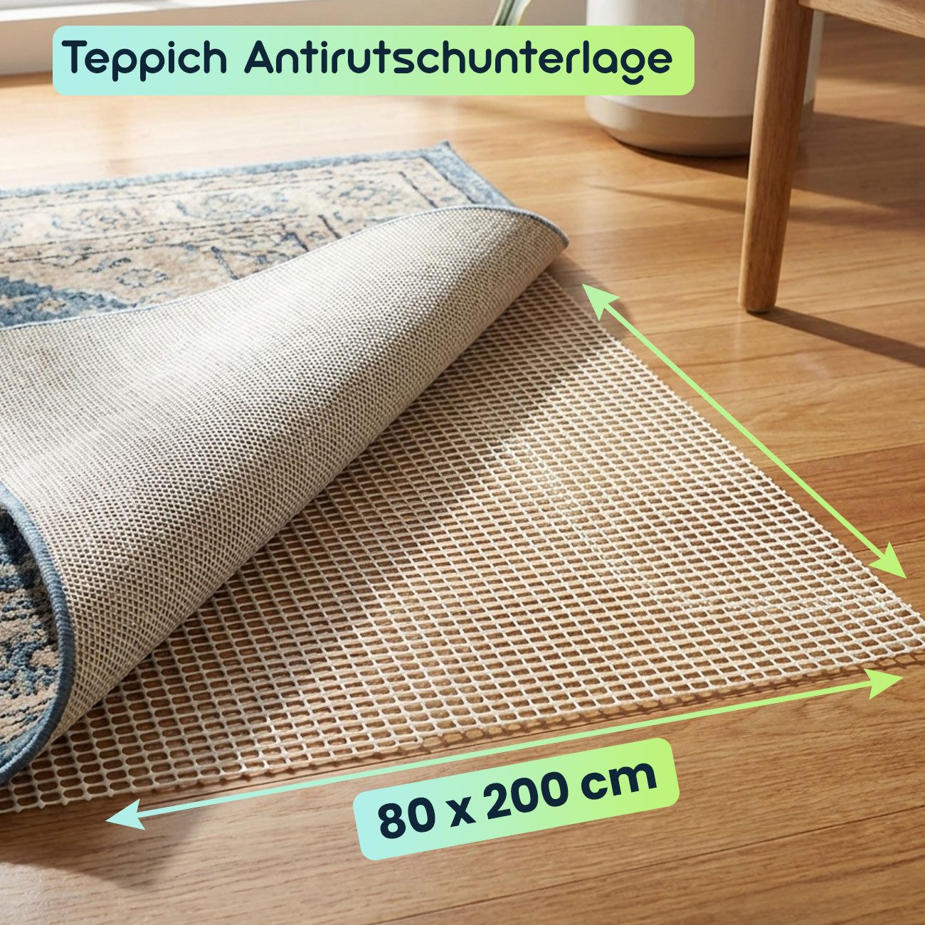 Casativo Antirutsch Teppichunterlage Antirutschmatte zuschneidbar, 80 x 200 cm, (4-St), Rutsch Stop für Teppiche, Schubladen, Kofferraum