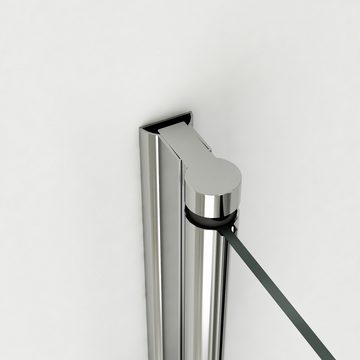 Hopibath Duschwand für Badewanne Glas Badewannenaufsatz milchglas, 6mm Sicherheitsglas, (3 teilig faltbar Chrom, 140x140, 130x140, 120x140cm), komplett klappbar, Verstellber Aluprofile