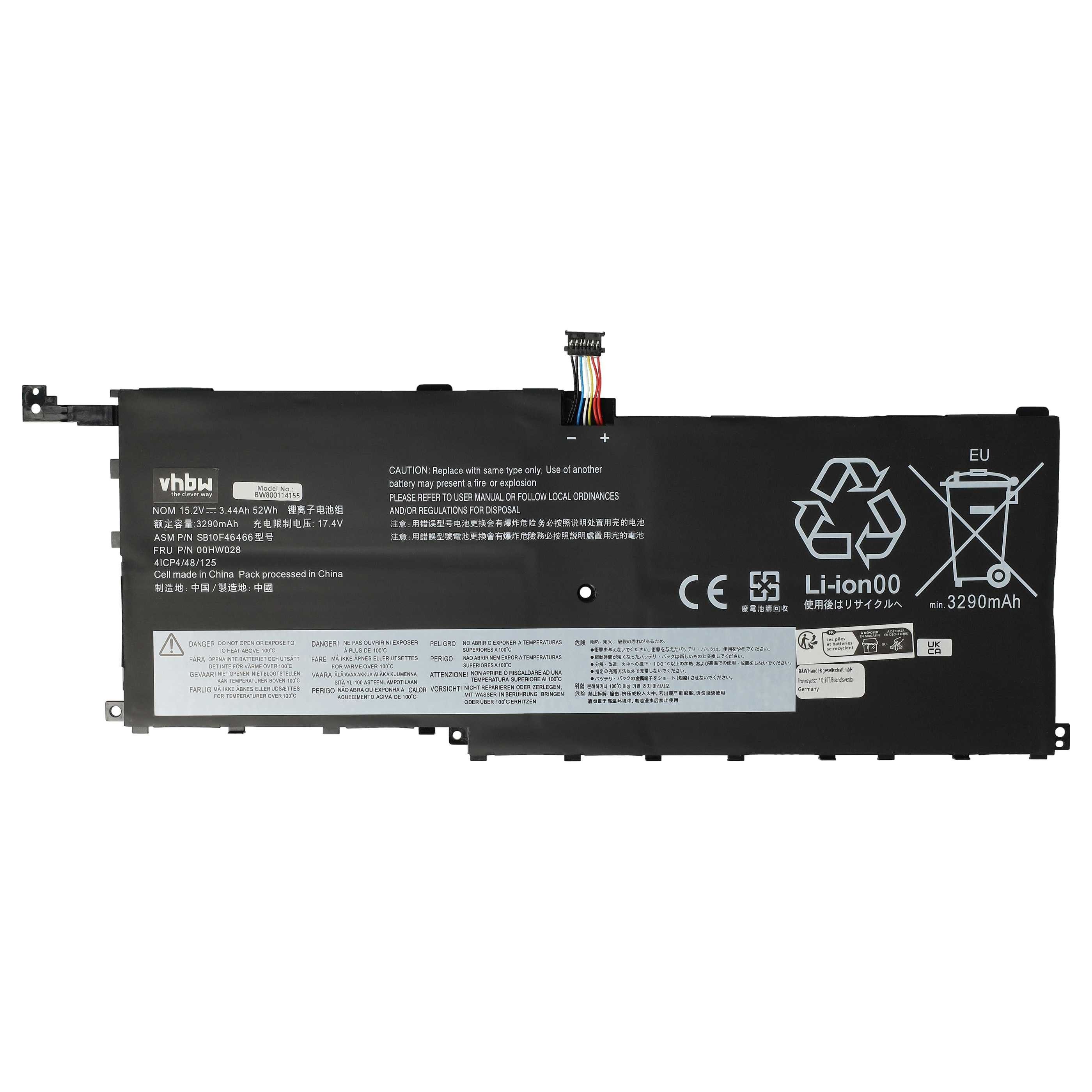 vhbw Akku Ersatz für Lenovo 01AV410, 01AV438, 00HW029, 01AV409, 00HW028, Laptop-Akku Akku Li-Polymer 3300 mAh (15,2 V, 1 St), Leistungsfähiger Austausch-Akku für Notebook, Wiederaufladbar, Jede