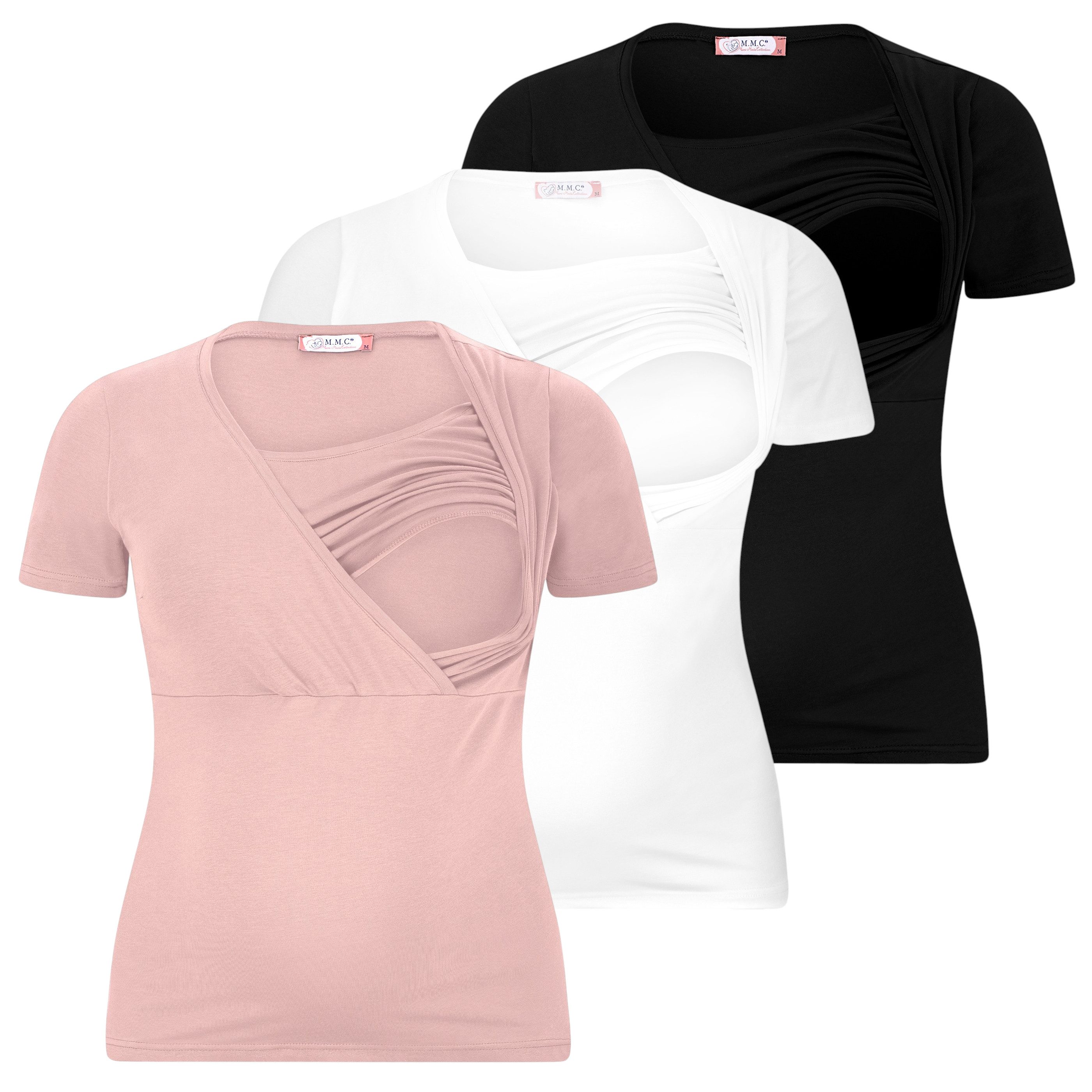 M.M.C. Stillshirt Stillmode Umstandsshirt 3er Set Umstandsmode (3-tlg) Schwangerschaftsshirt