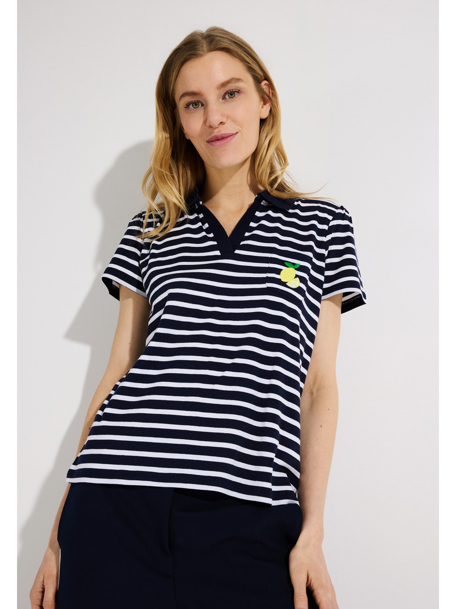 MORE&MORE Kurzarmshirt sportives Kurzarm- Poloshirt, gestreift