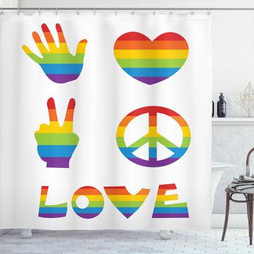Abakuhaus Duschvorhang Moderner Digitaldruck mit 12 Haken auf Stoff Wasser Resistent Breite 175 cm, Höhe 180 cm, Stolz Regenbogen-Farben Frieden und Liebe