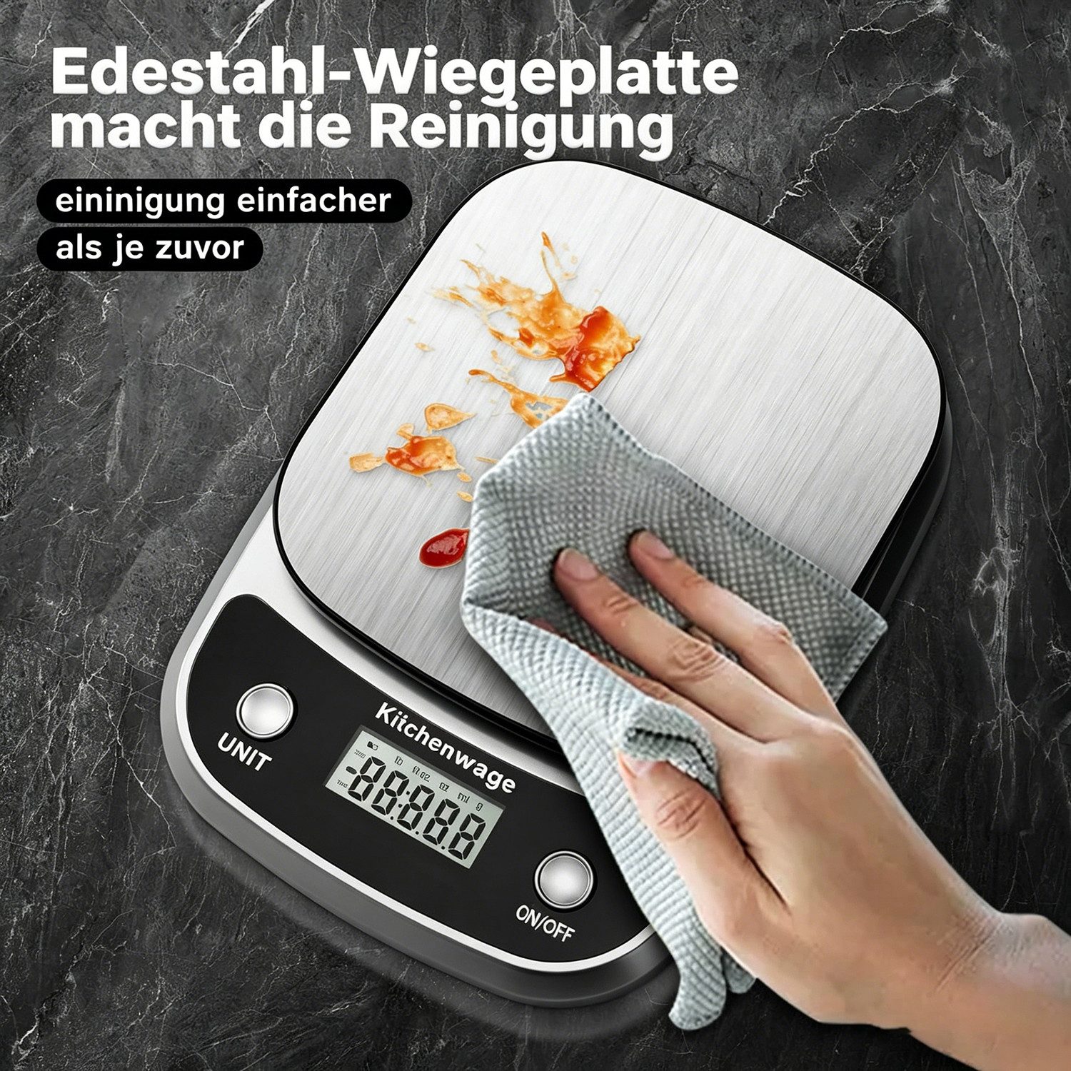 ibettertec Küchenwaage Lebensmittel Küchenwaage Digital Gewicht Gramm und Oz, LCD-Display, Küche Lebensmittelwaage 10kg/1g für Gewichtsverlust Diät Backen Koche – Bild 5 von 5