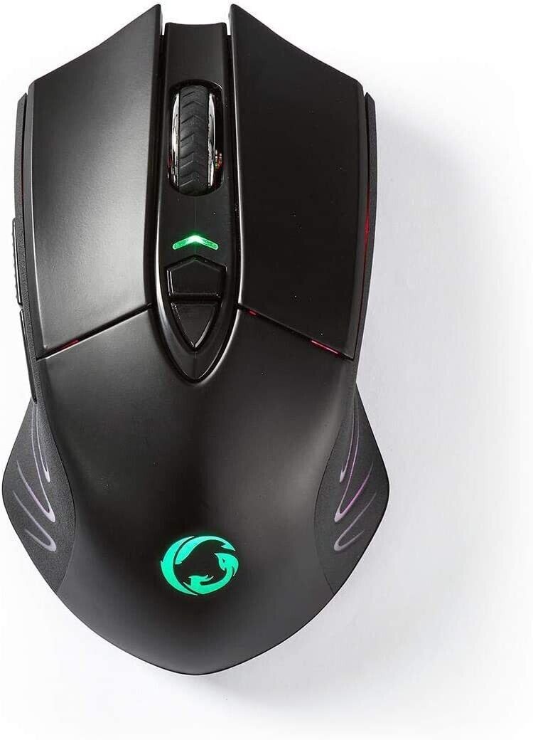 Wireless, Maus Tasten, LED-Beleuchtung) Scrollrad, (kabelgebunden, Maus Nedis 10000 Mouse DPI Gaming Wireless Programmierbare An-Aus-Schalter, Gaming- & RGB Kabelgebunden Dual