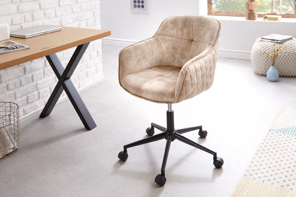 riess-ambiente Drehstuhl EUPHORIA champagner greige, Büro · Samt · Metall · höhenverstellbar · mit Armlehne · Home Office – Bild 4 von 5