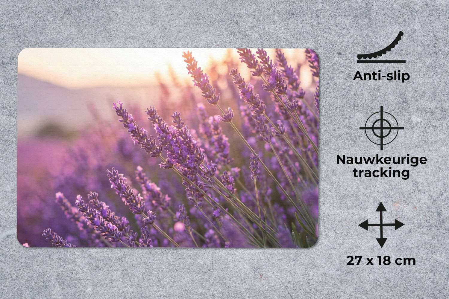 MuchoWow Mauspad Lavendel - Lila - Sonnenlicht (1-St), Mouse pad Klein, Gaming Deko, PC Zubehör, 13x8 cm