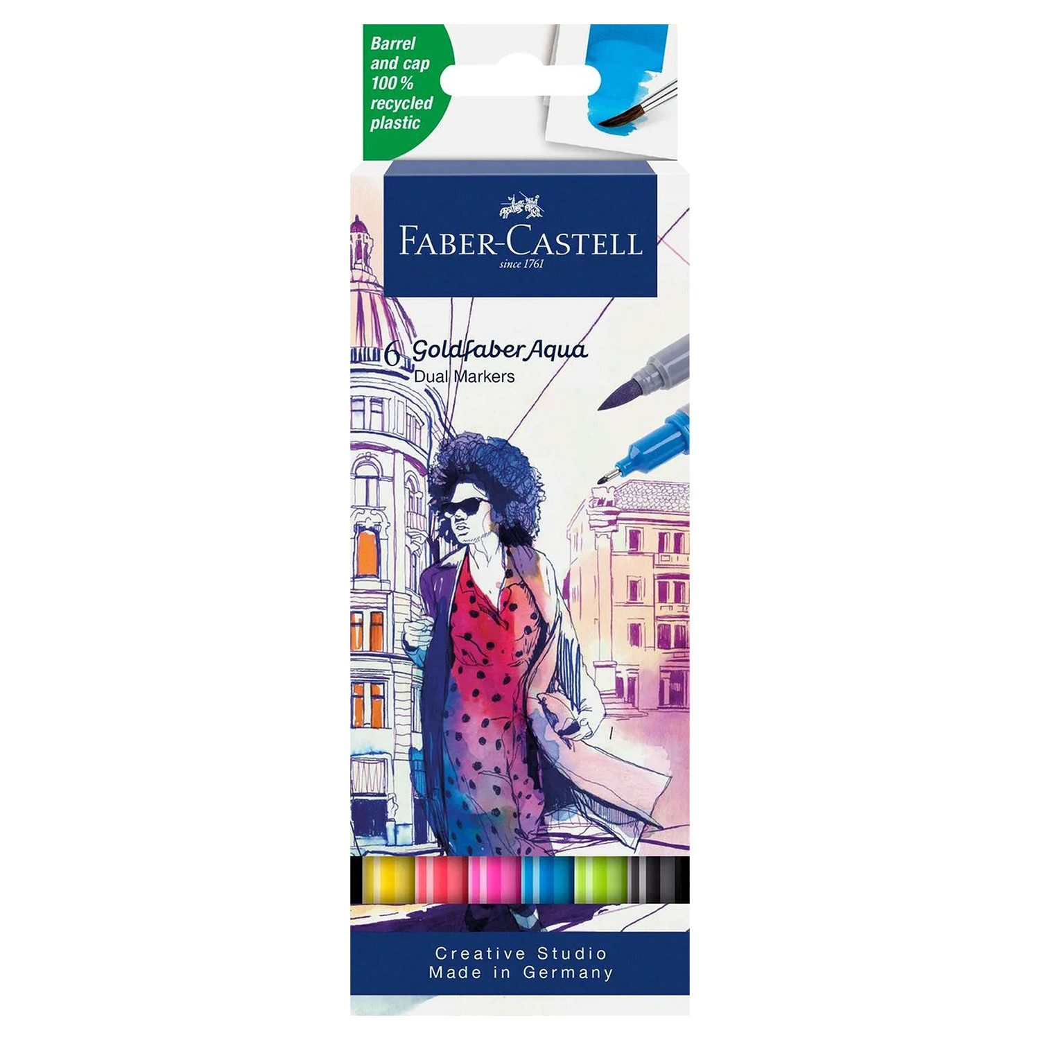 Faber-Castell Marker Aqua Dual Marker 6er Etui mit zwei Spitzen